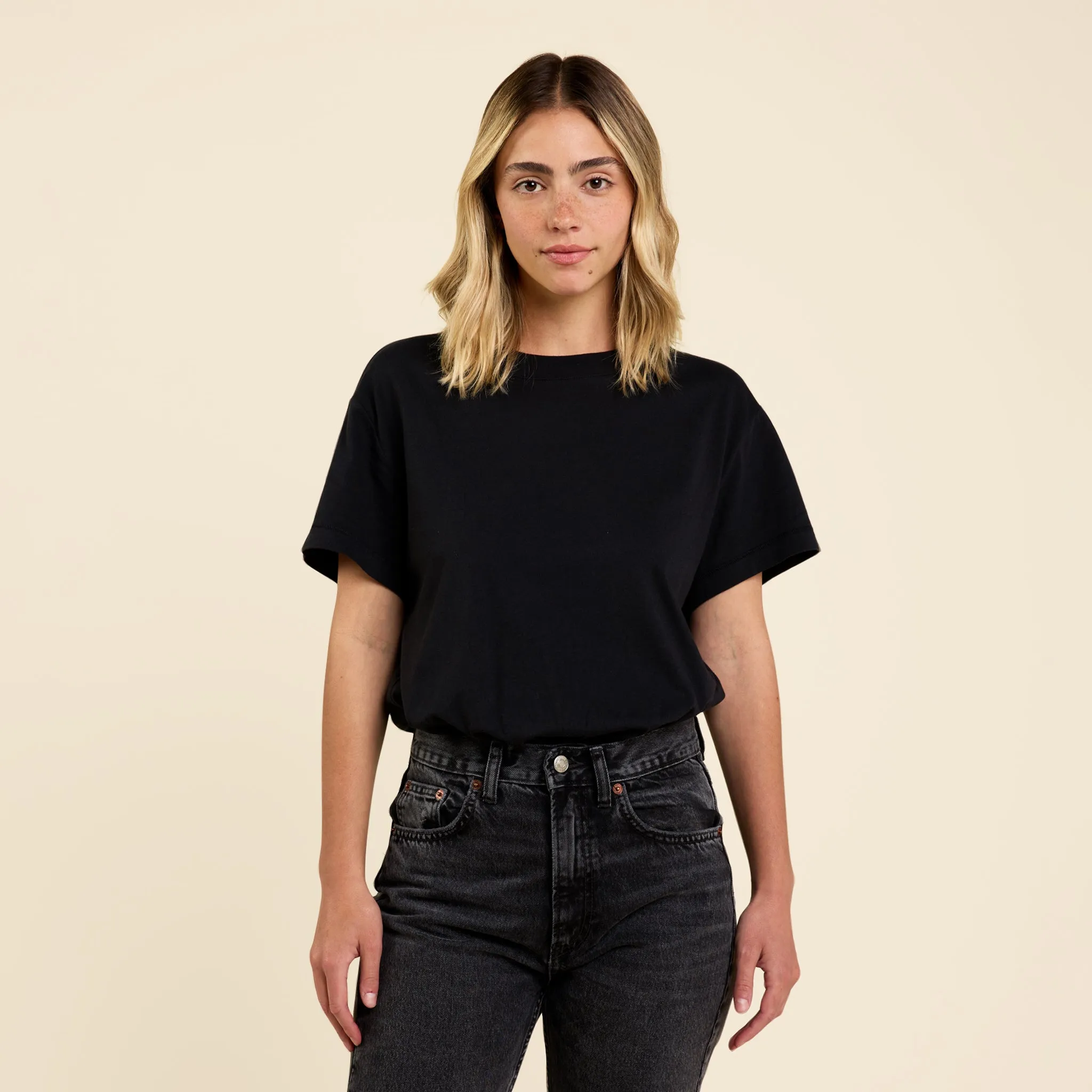 Soft Cotton Everyday T-Shirt Bodysuit | Black sold by nuuds