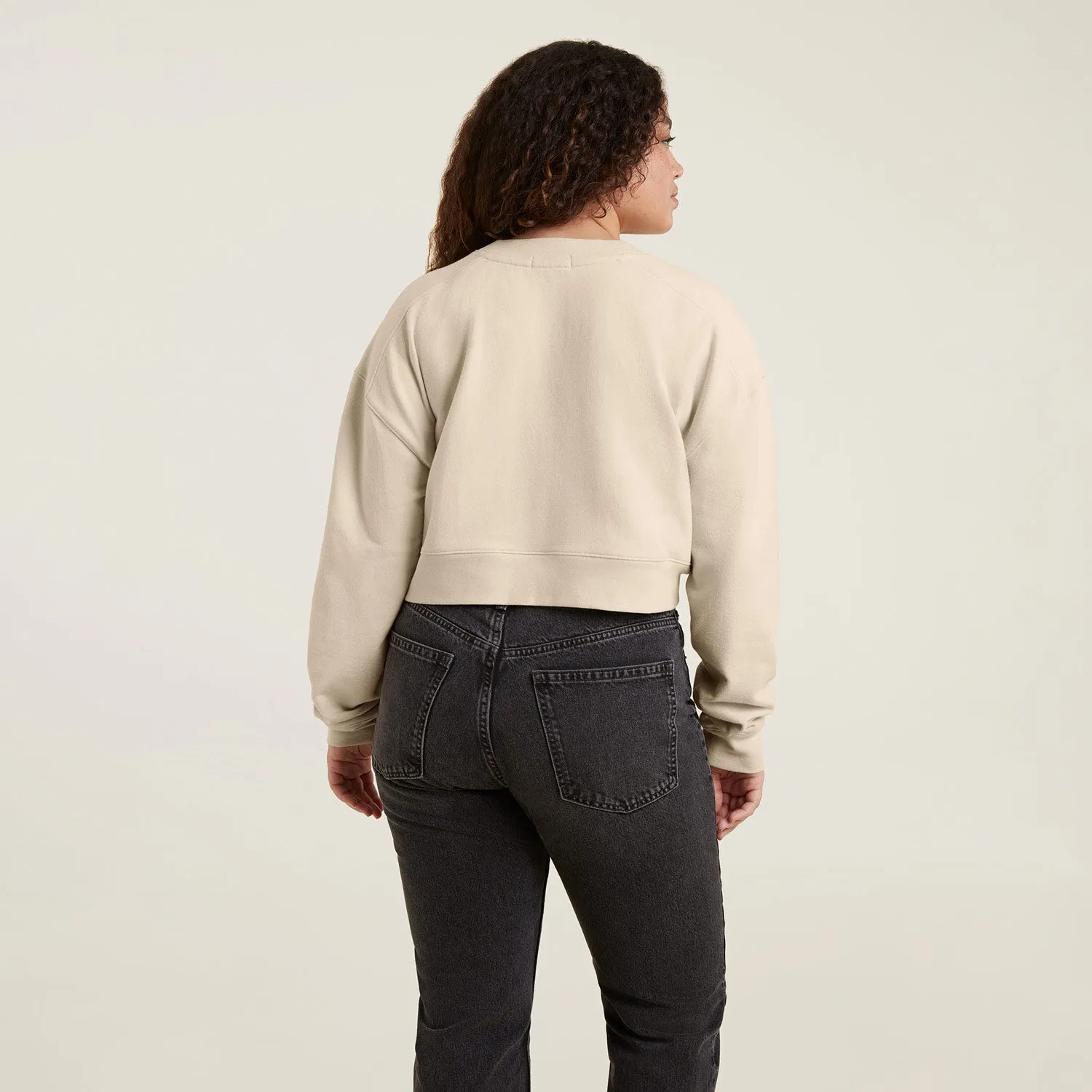 Cropped Crewneck Sweatshirt | Bone sold by nuuds product image thumbnail 4