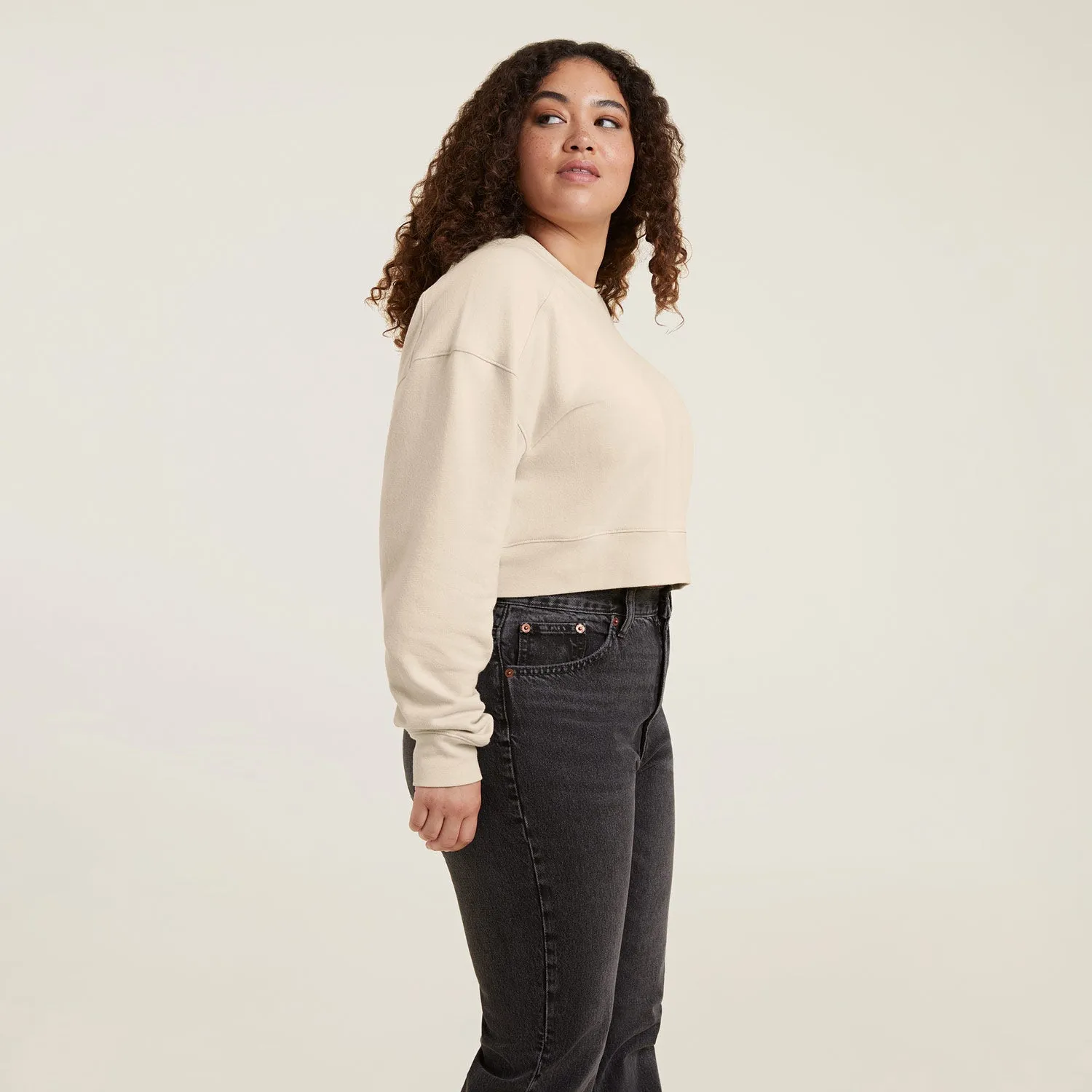 Cropped Crewneck Sweatshirt | Bone sold by nuuds product image thumbnail 3