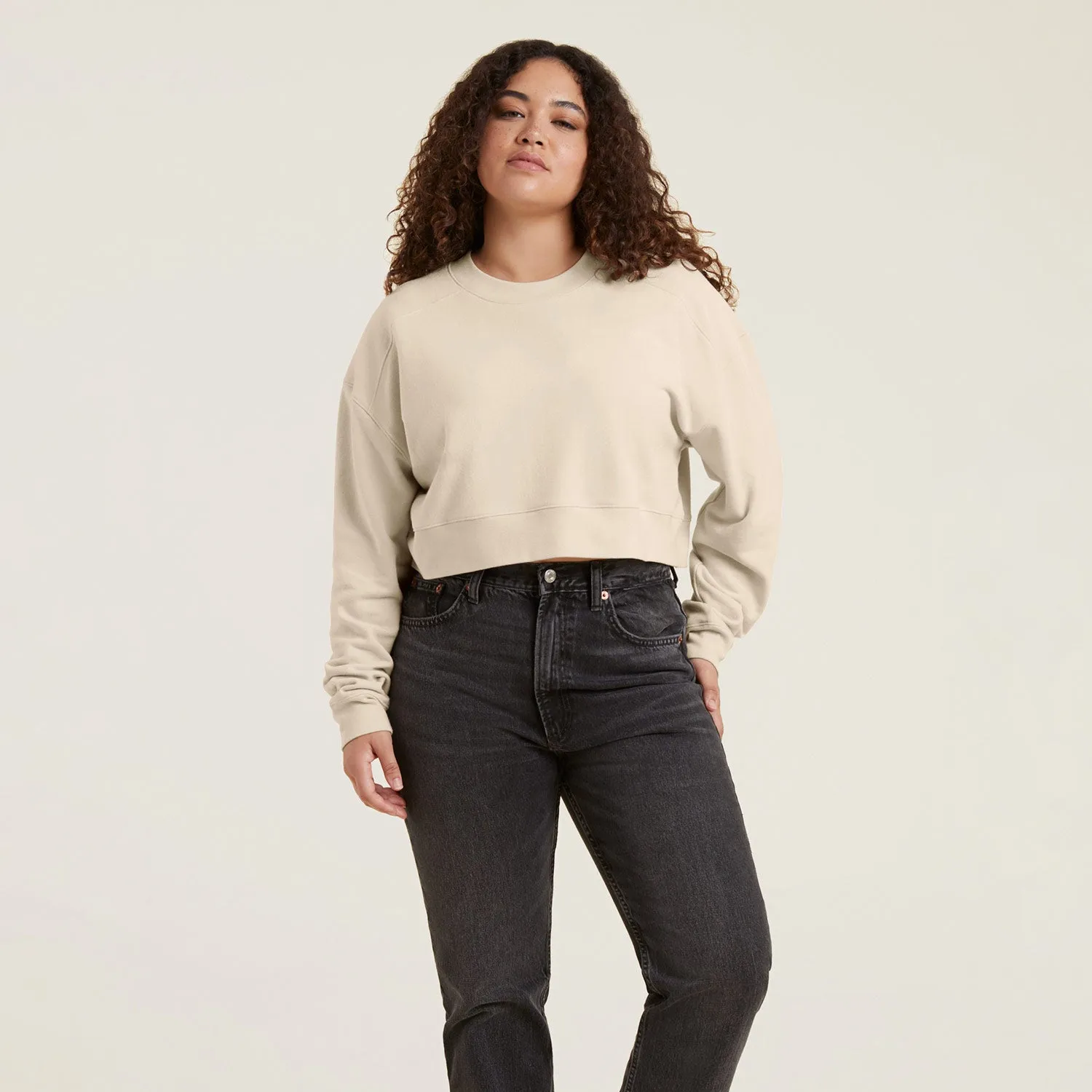 Cropped Crewneck Sweatshirt | Bone sold by nuuds