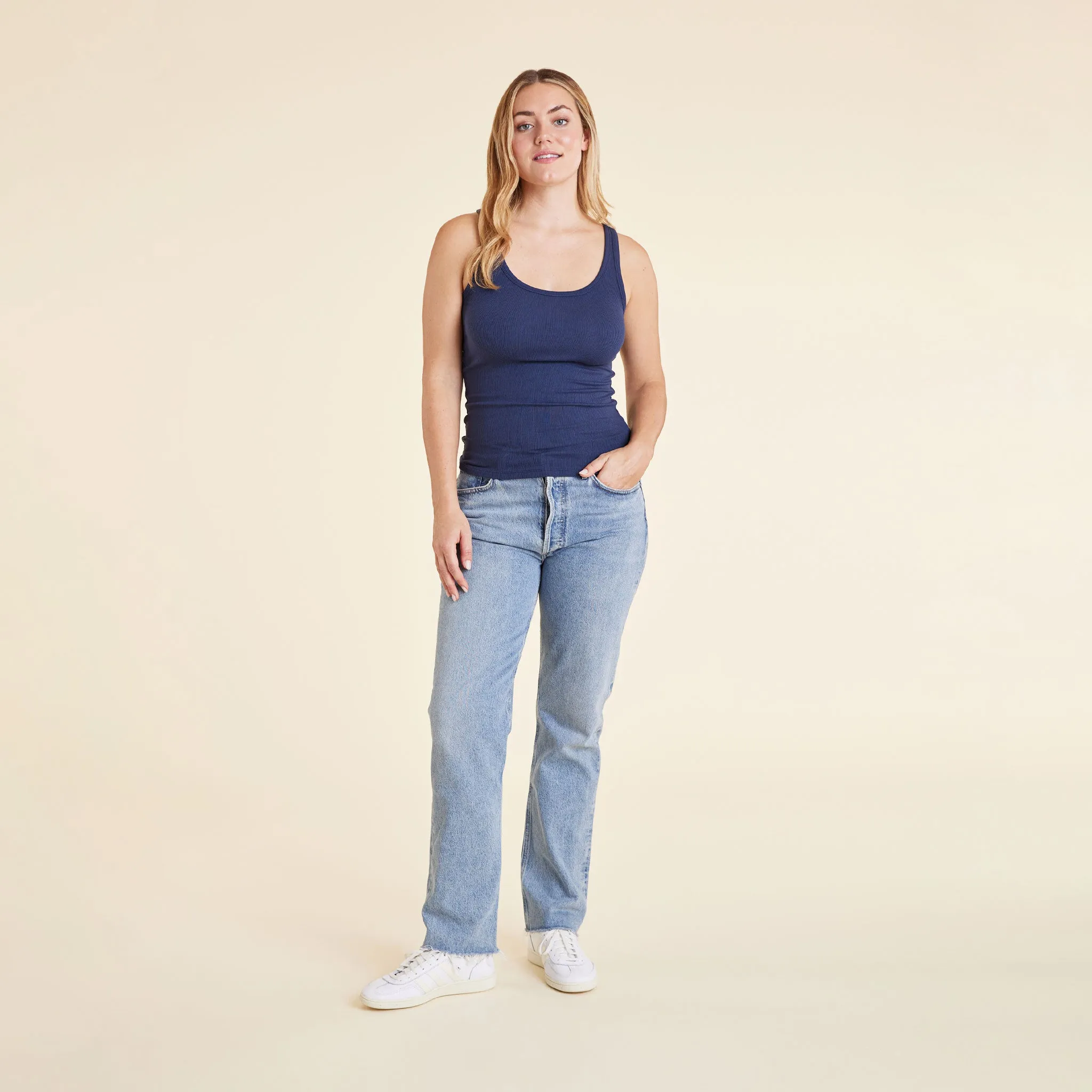 Slinky Rib Tank | Navy sold by nuuds product image thumbnail 2