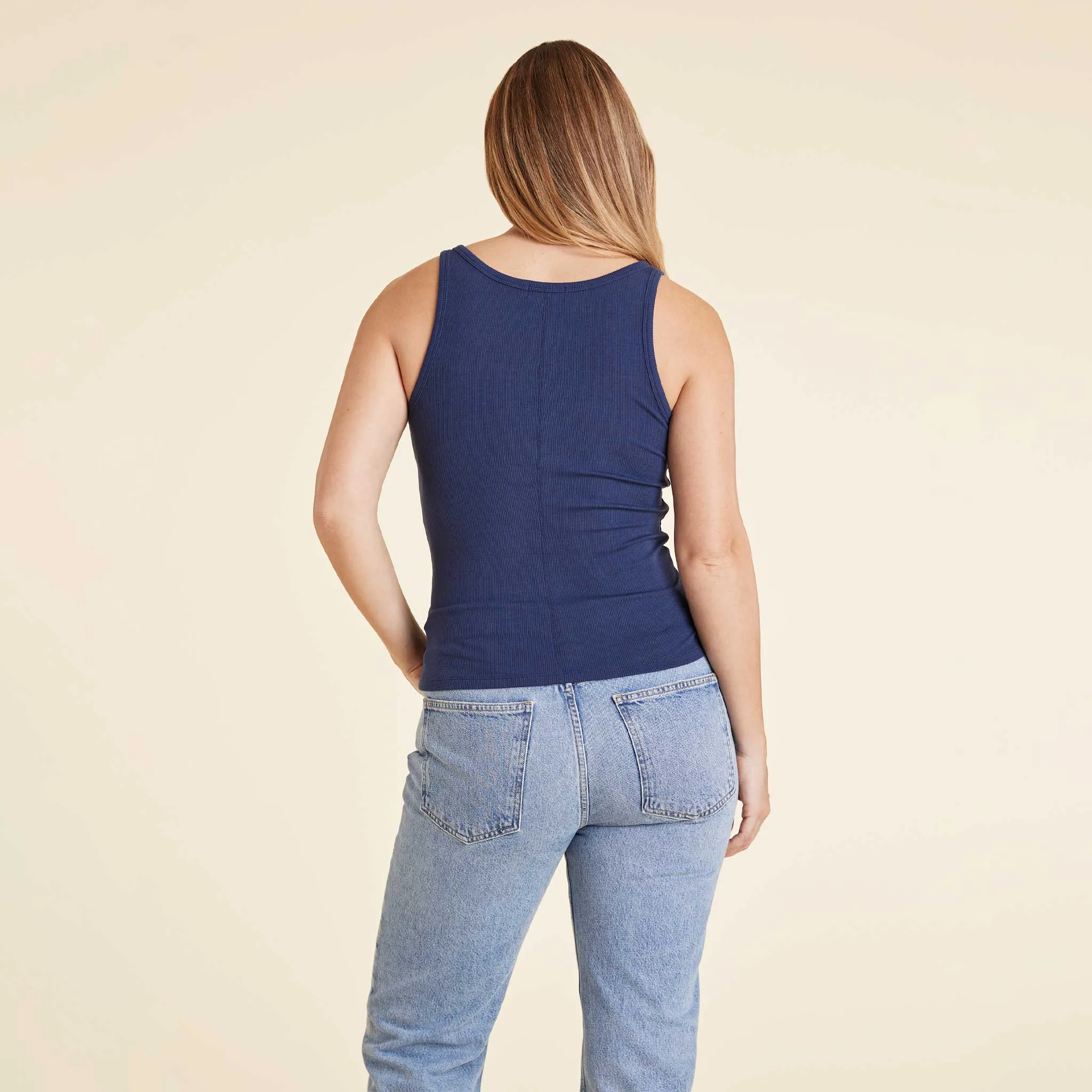 Slinky Rib Tank | Navy sold by nuuds product image thumbnail 4