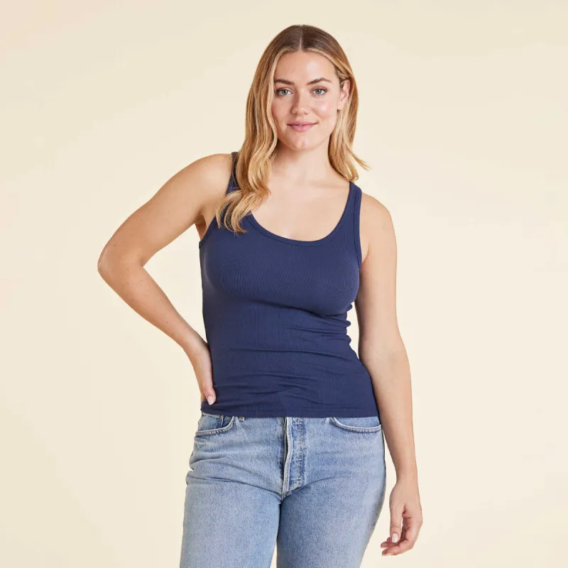 Slinky Rib Tank | Navy sold by nuuds