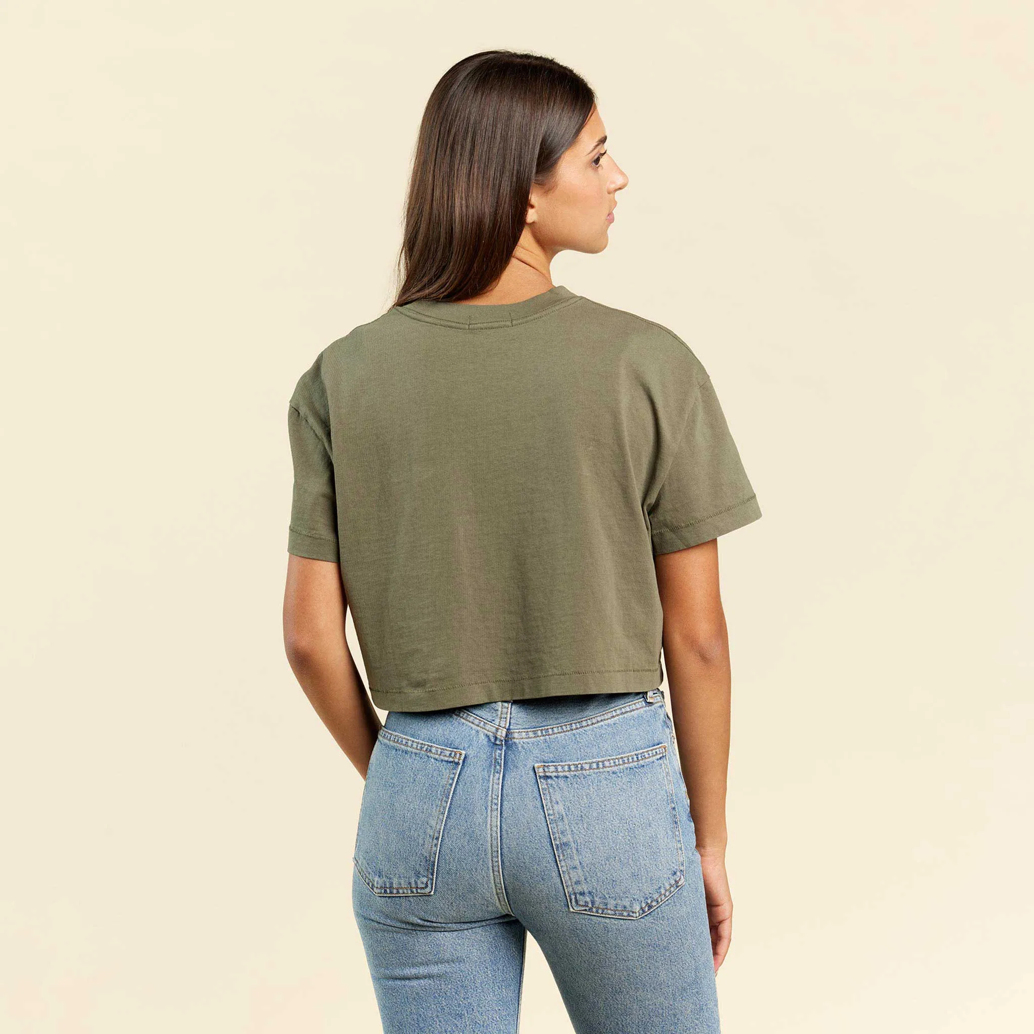 Vintage Cotton Cropped Tee | Olive sold by nuuds product image thumbnail 4
