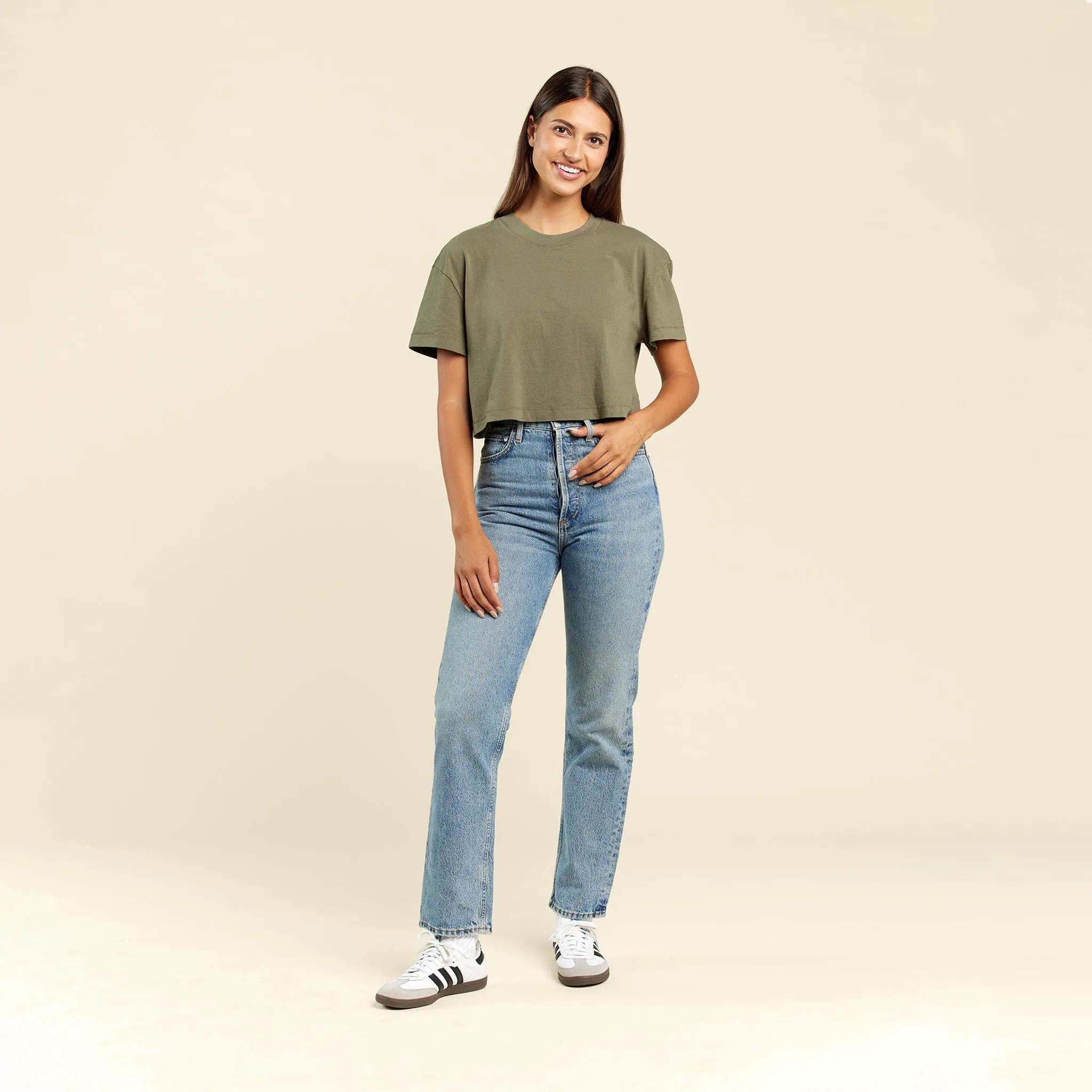 Vintage Cotton Cropped Tee | Olive sold by nuuds product image thumbnail 2