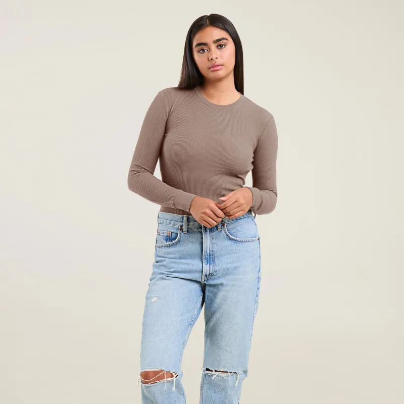 Waffle Bodysuit | Mocha sold by nuuds