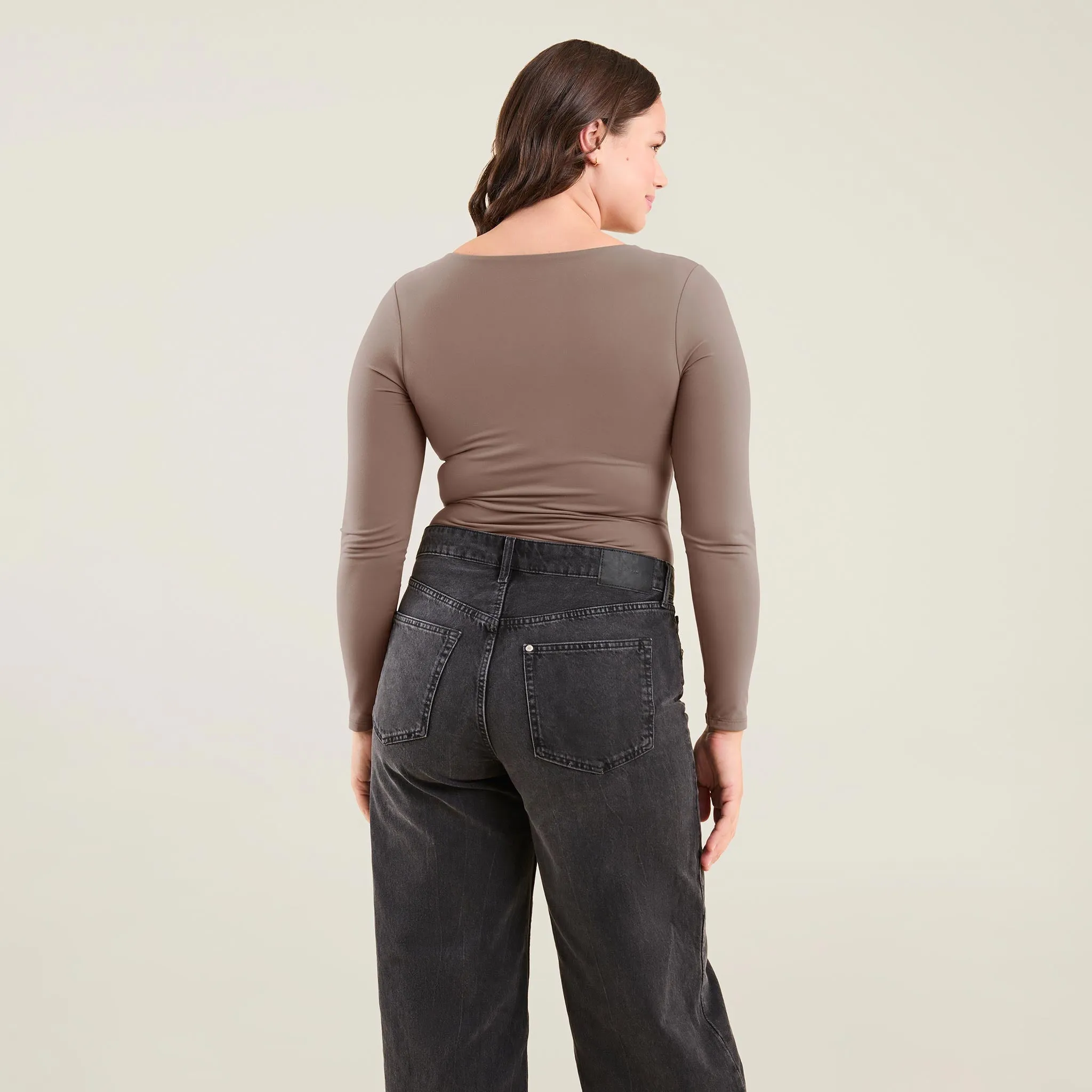 Long Sleeve Scoop Neck Bodysuit | Mocha sold by nuuds product image thumbnail 3