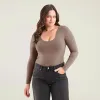 Long Sleeve Scoop Neck Bodysuit | Mocha sold by nuuds