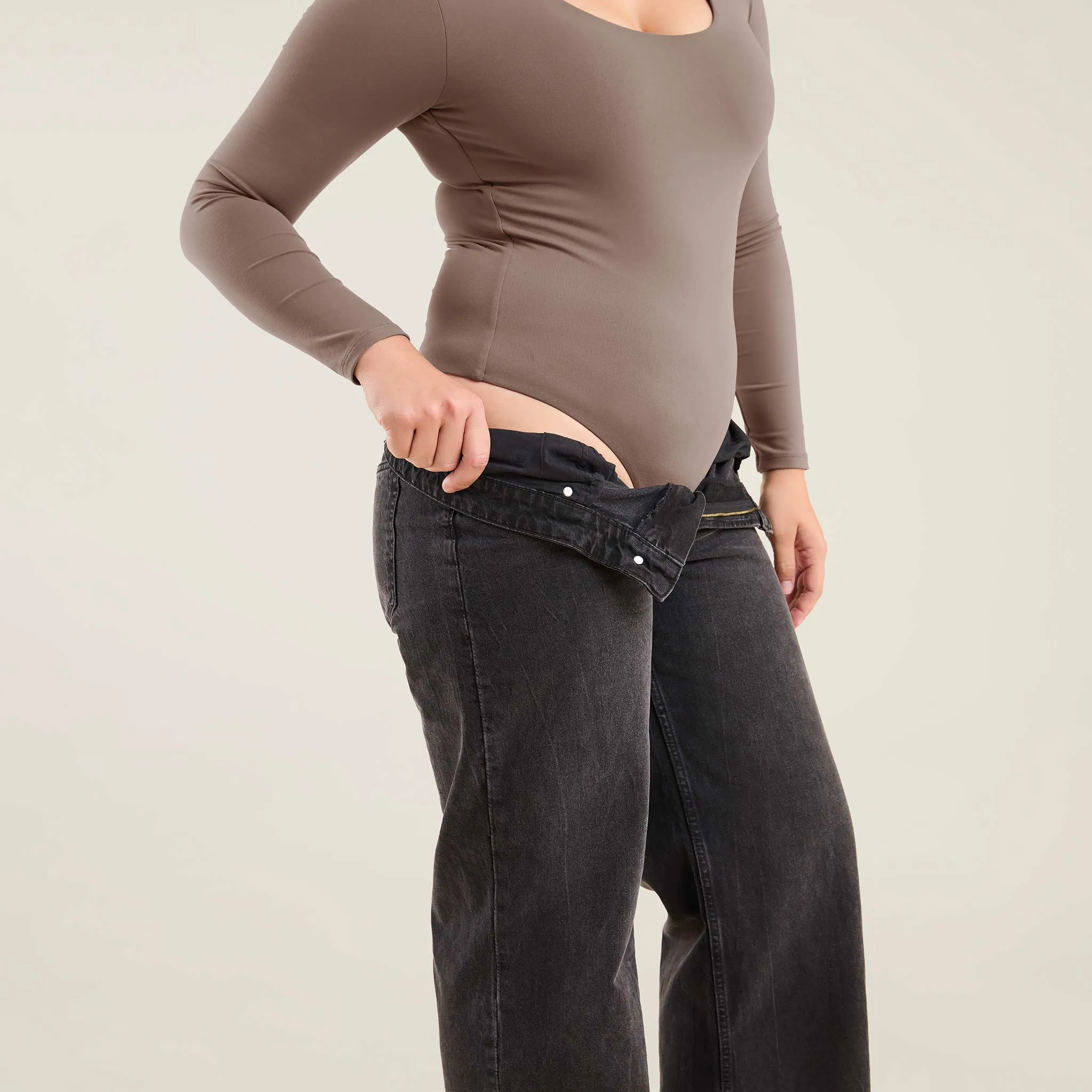 Long Sleeve Scoop Neck Bodysuit | Mocha sold by nuuds product image thumbnail 5