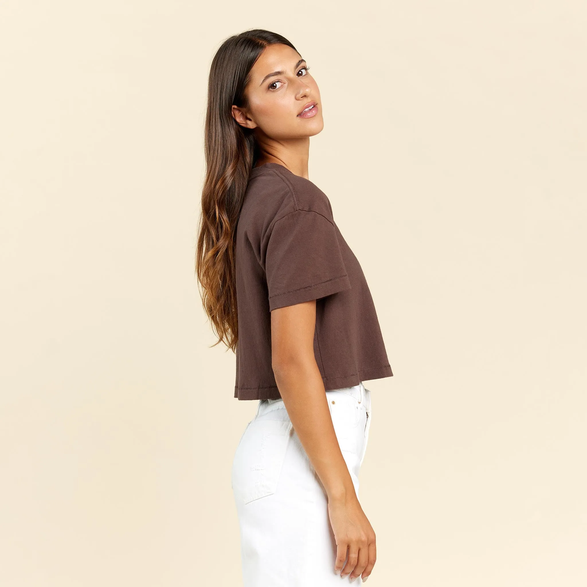 Vintage Cotton Cropped Tee | Coffee sold by nuuds product image thumbnail 3