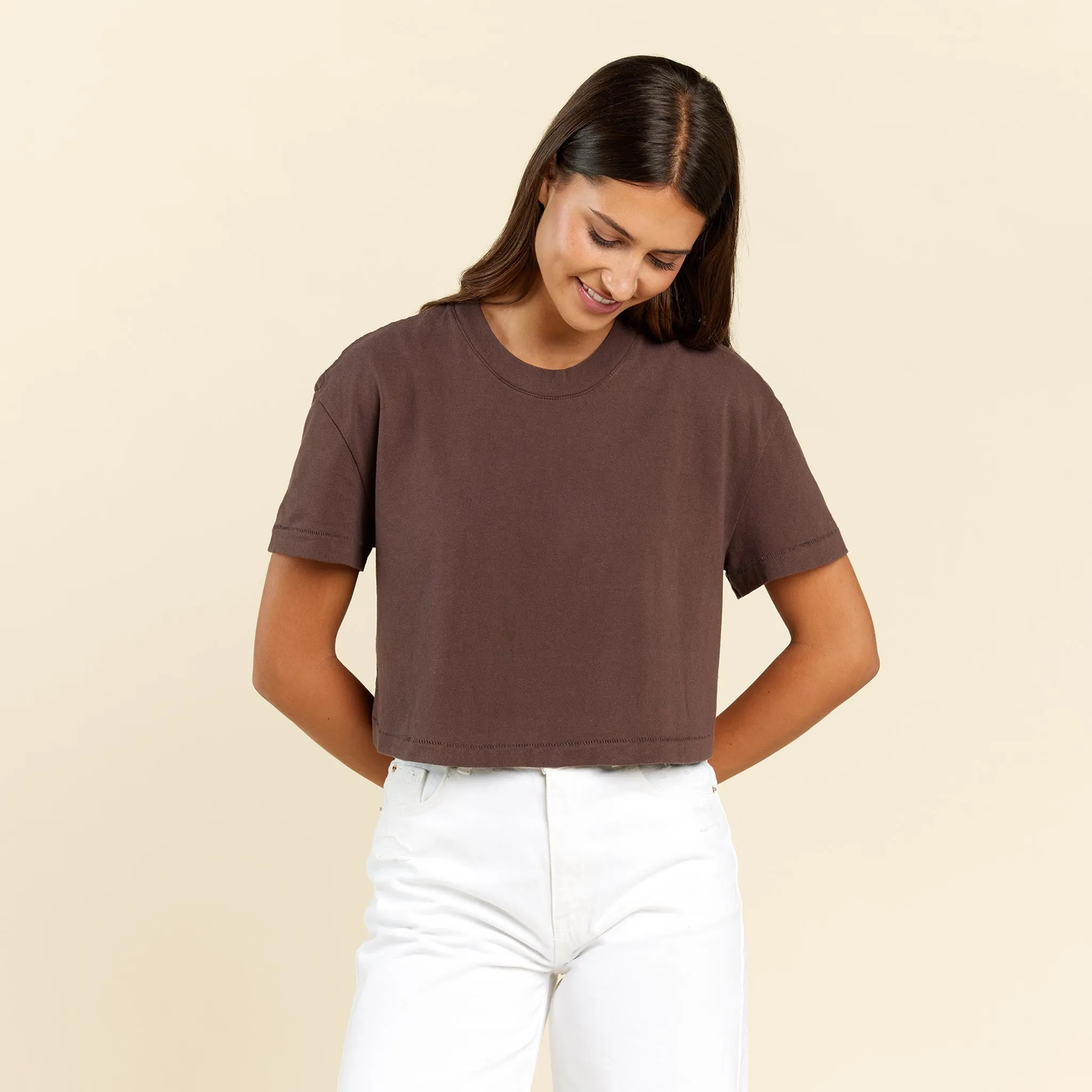 Vintage Cotton Cropped Tee | Coffee sold by nuuds