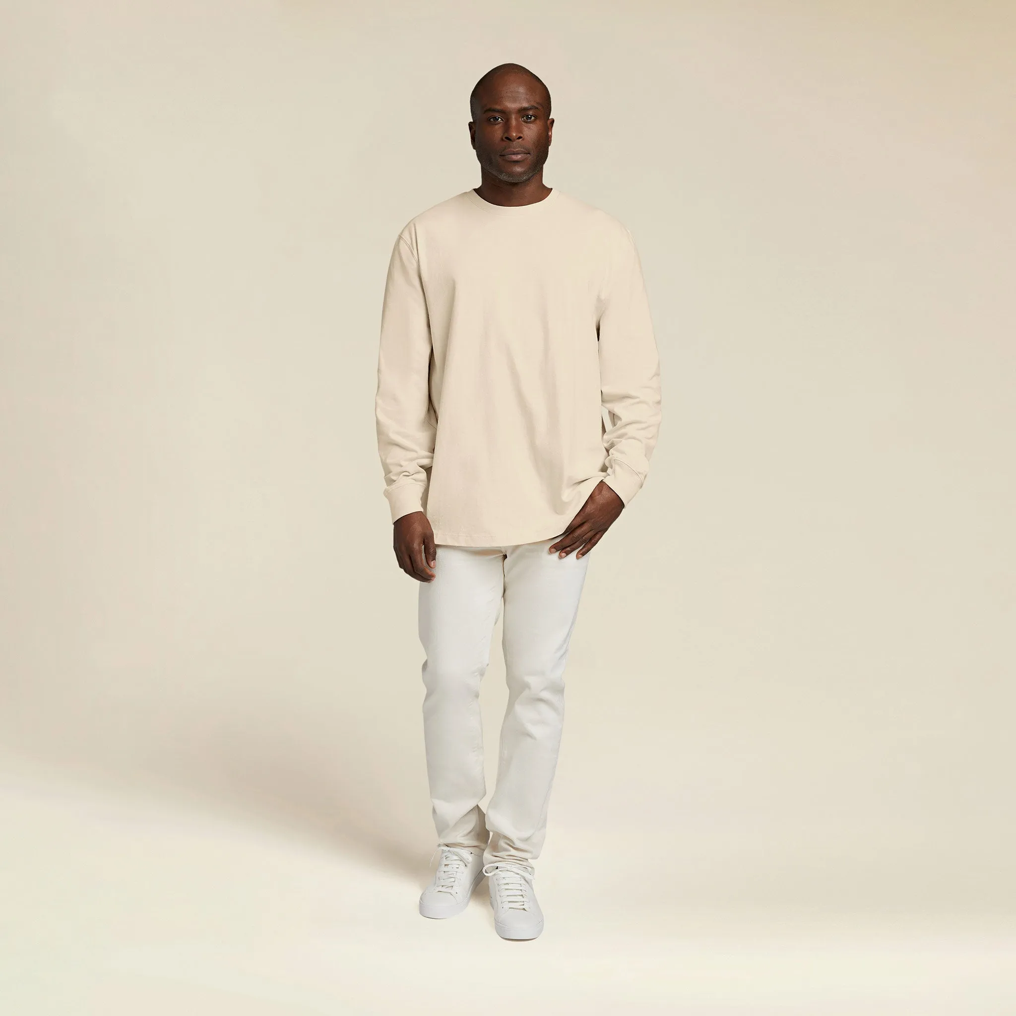 Long Sleeve Boxy Tee | Bone sold by nuuds product image thumbnail 2