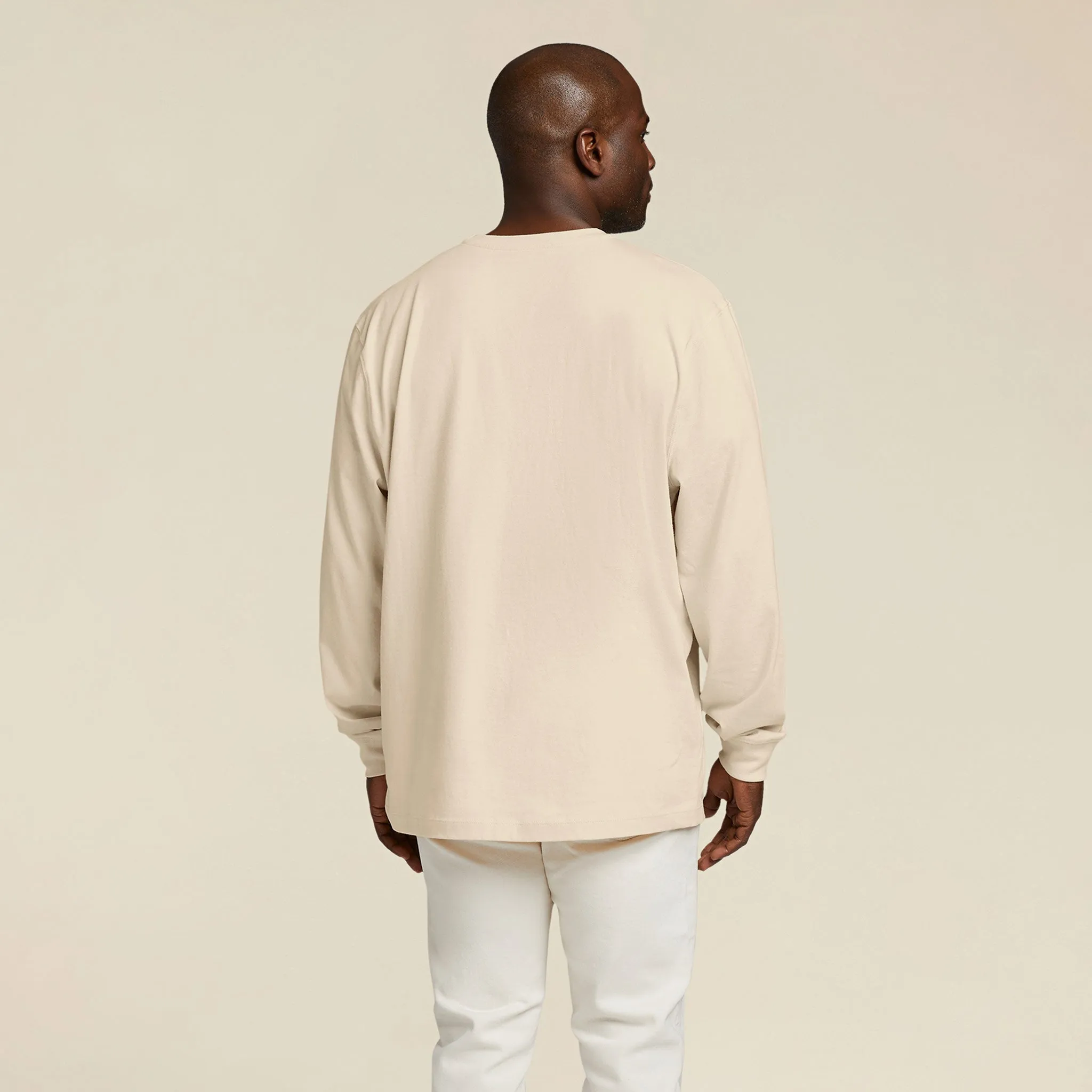 Long Sleeve Boxy Tee | Bone sold by nuuds product image thumbnail 4