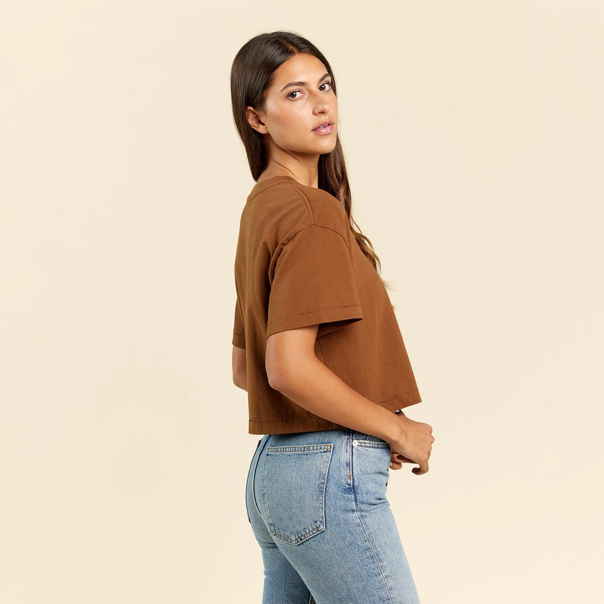 Vintage Cotton Cropped Tee | Chocolate sold by nuuds product image thumbnail 3