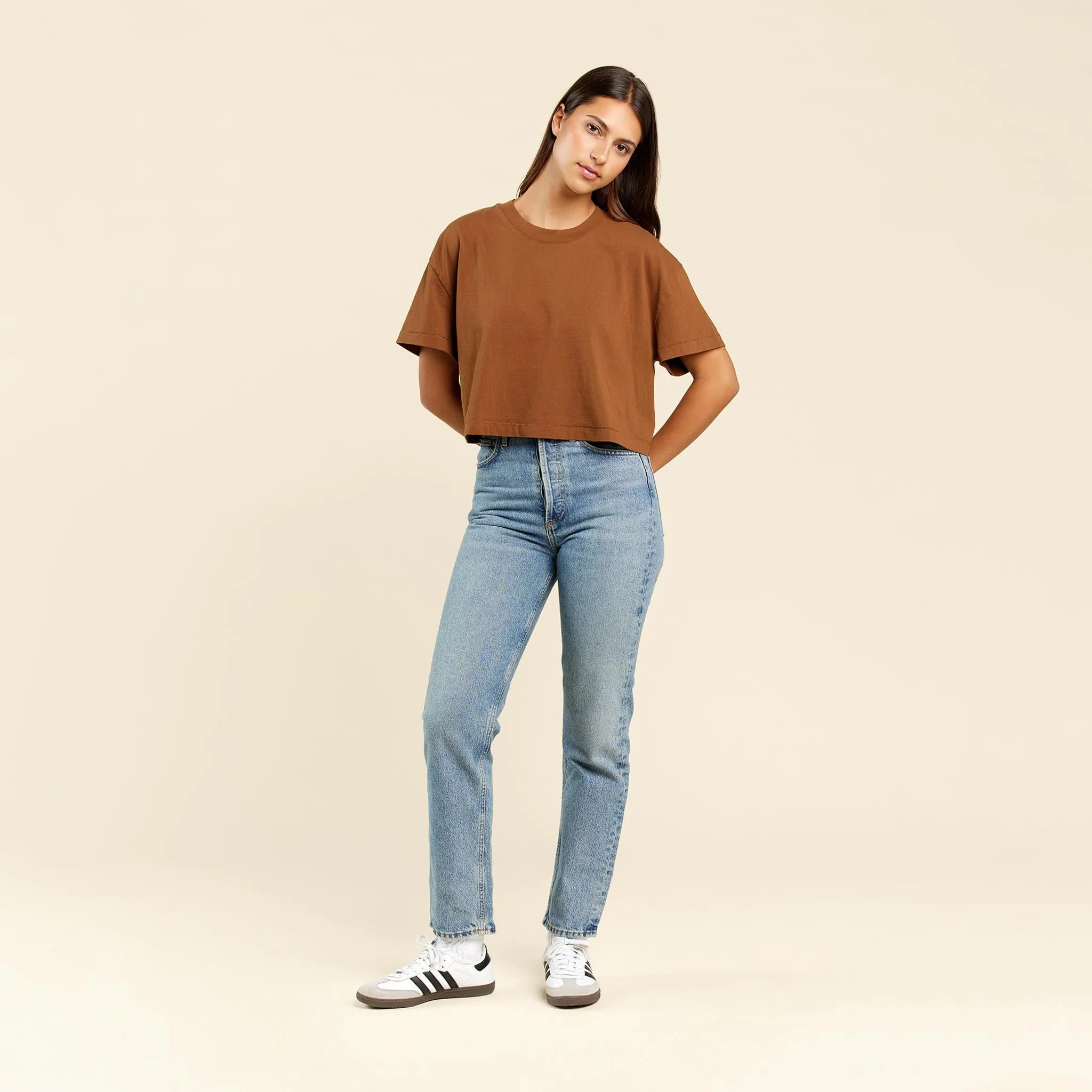 Vintage Cotton Cropped Tee | Chocolate sold by nuuds product image thumbnail 2