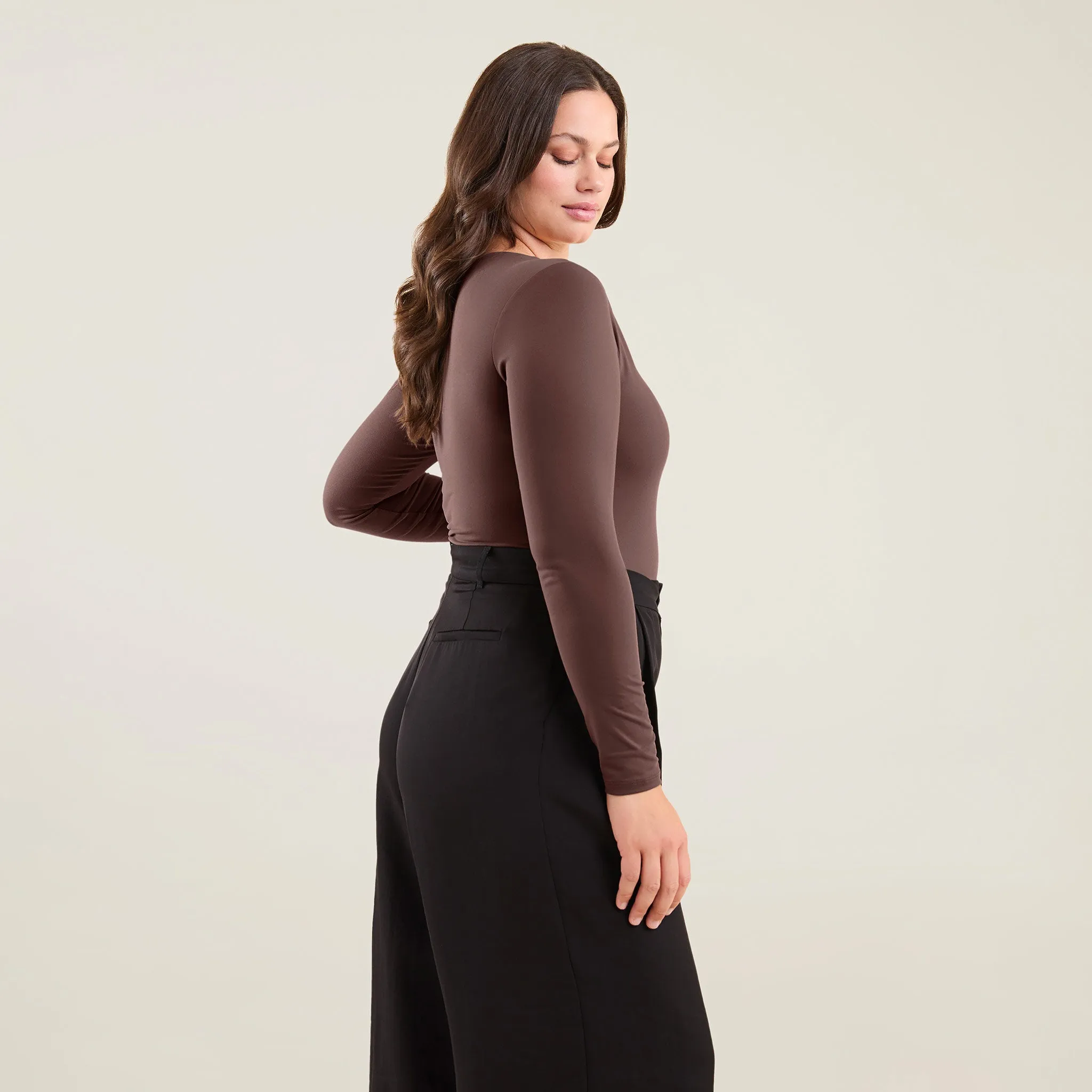 Long Sleeve Scoop Neck Bodysuit | Coffee sold by nuuds product image thumbnail 3