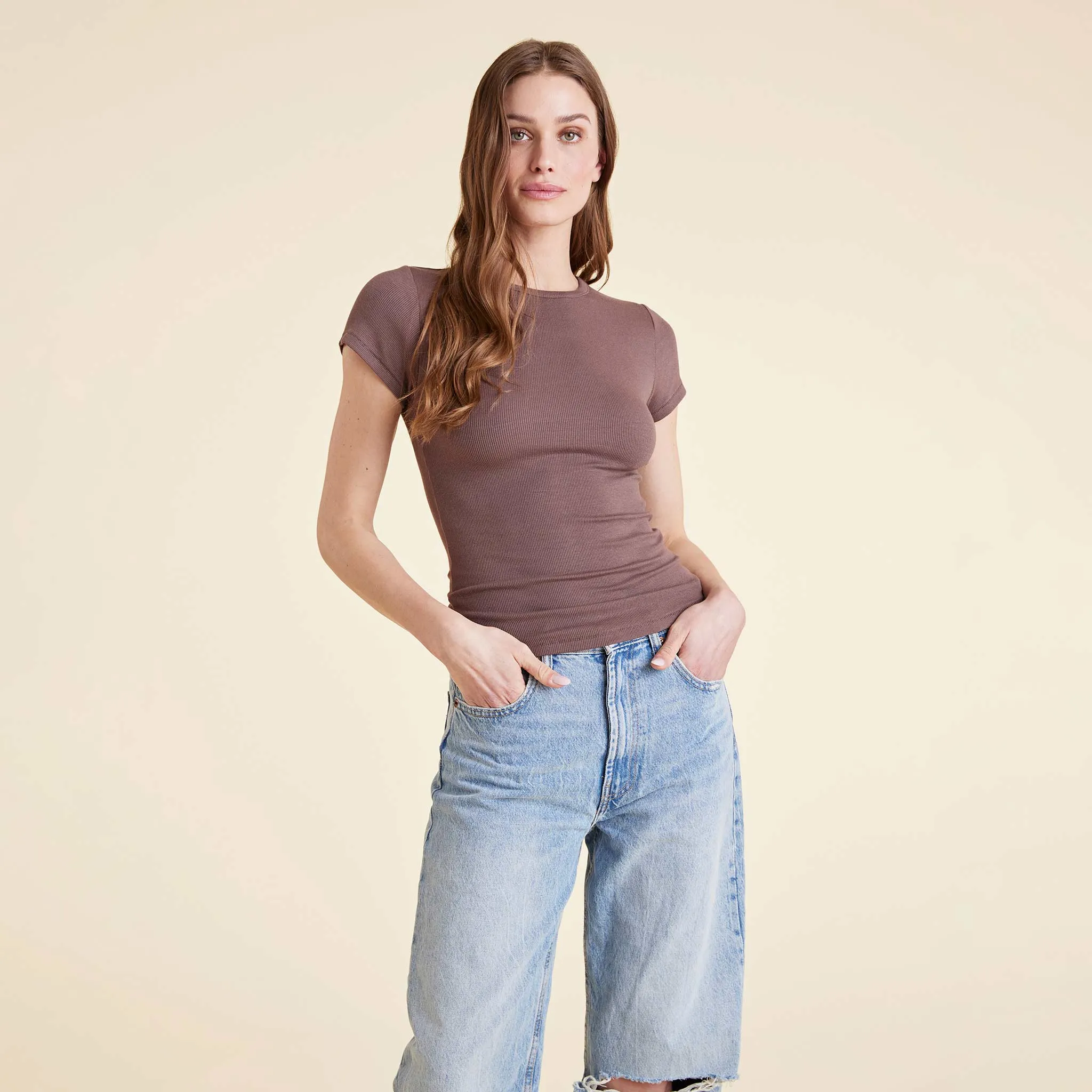 Slinky Rib Tee sold by nuuds product image thumbnail 3