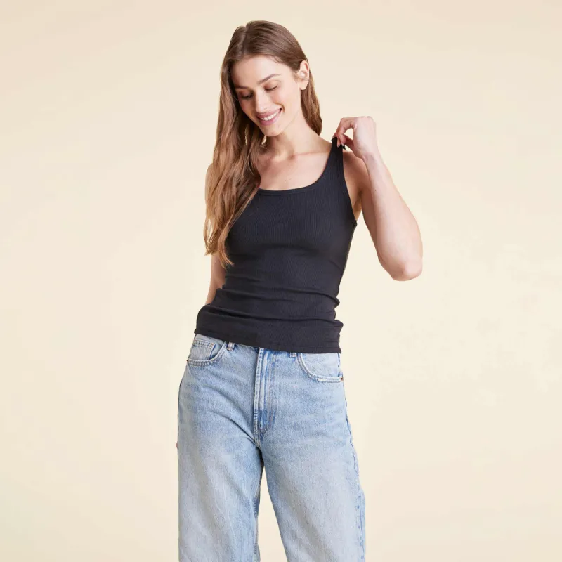 Slinky Rib Tank | Black sold by nuuds