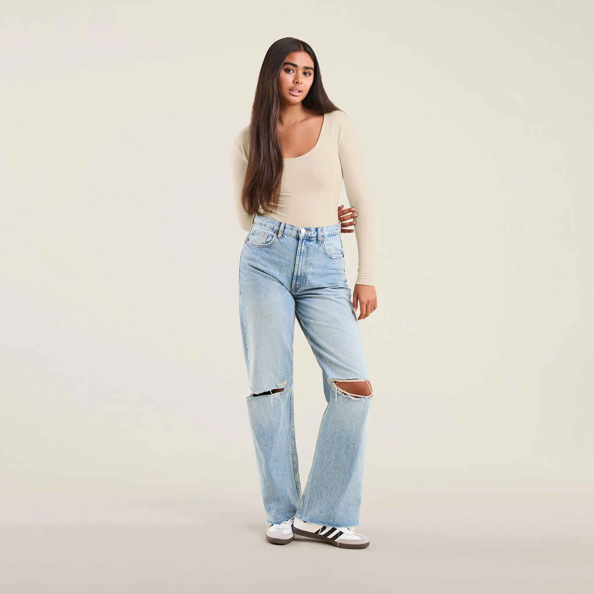 Long Sleeve Scoop Neck Bodysuit | Bone sold by nuuds product image thumbnail 2