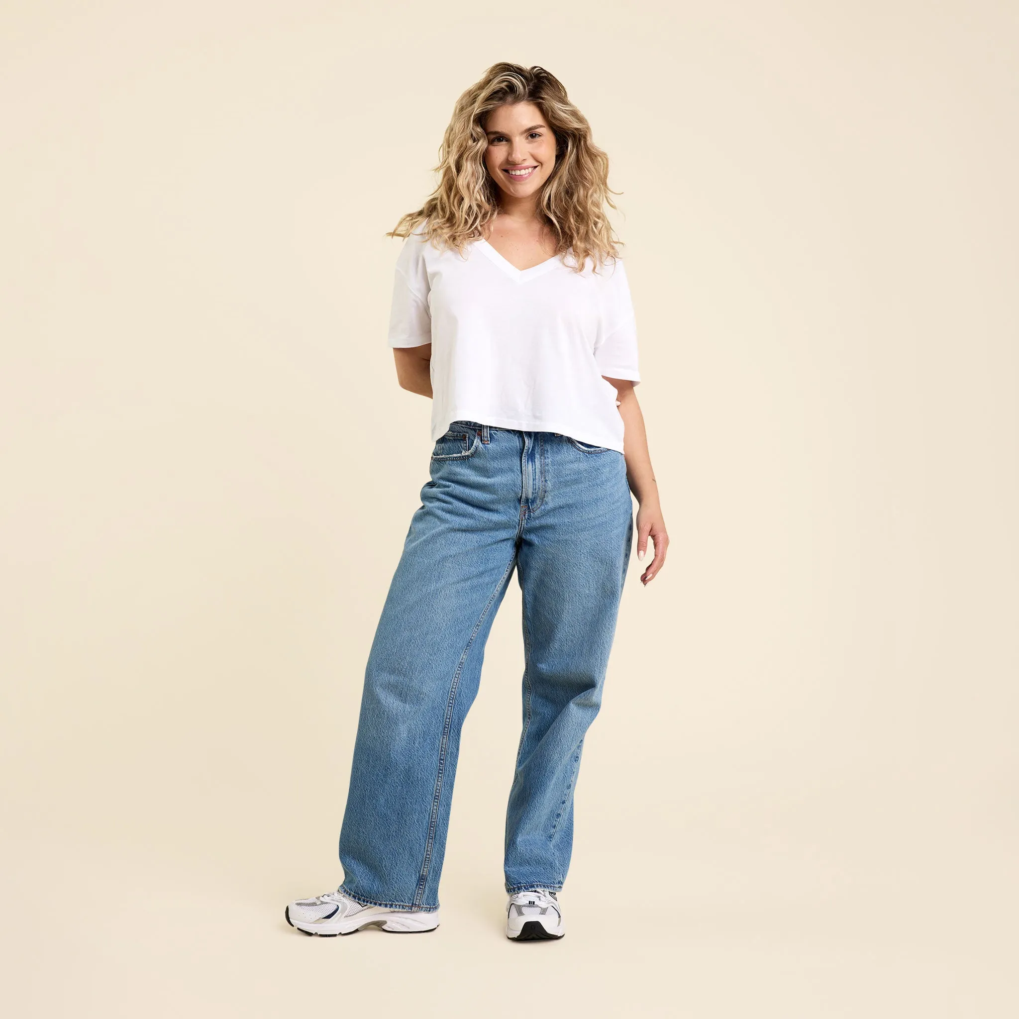 Boxy V-Neck Tee | White sold by nuuds product image thumbnail 2