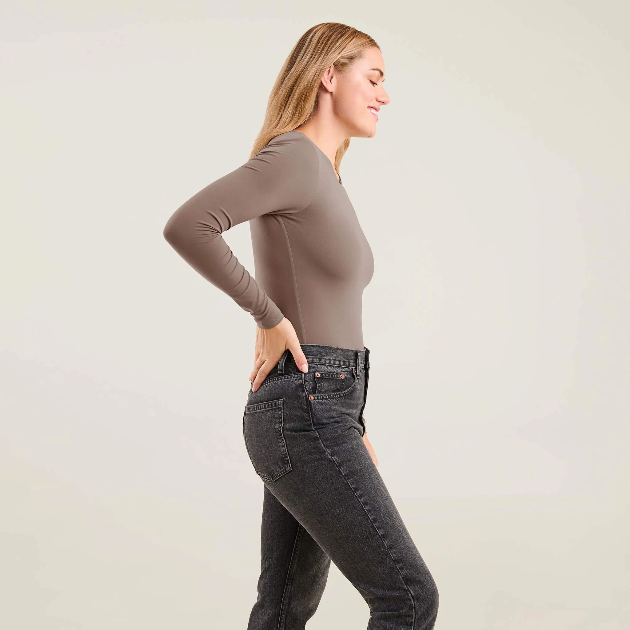 Long Sleeve Crewneck Bodysuit | Mocha sold by nuuds product image thumbnail 3