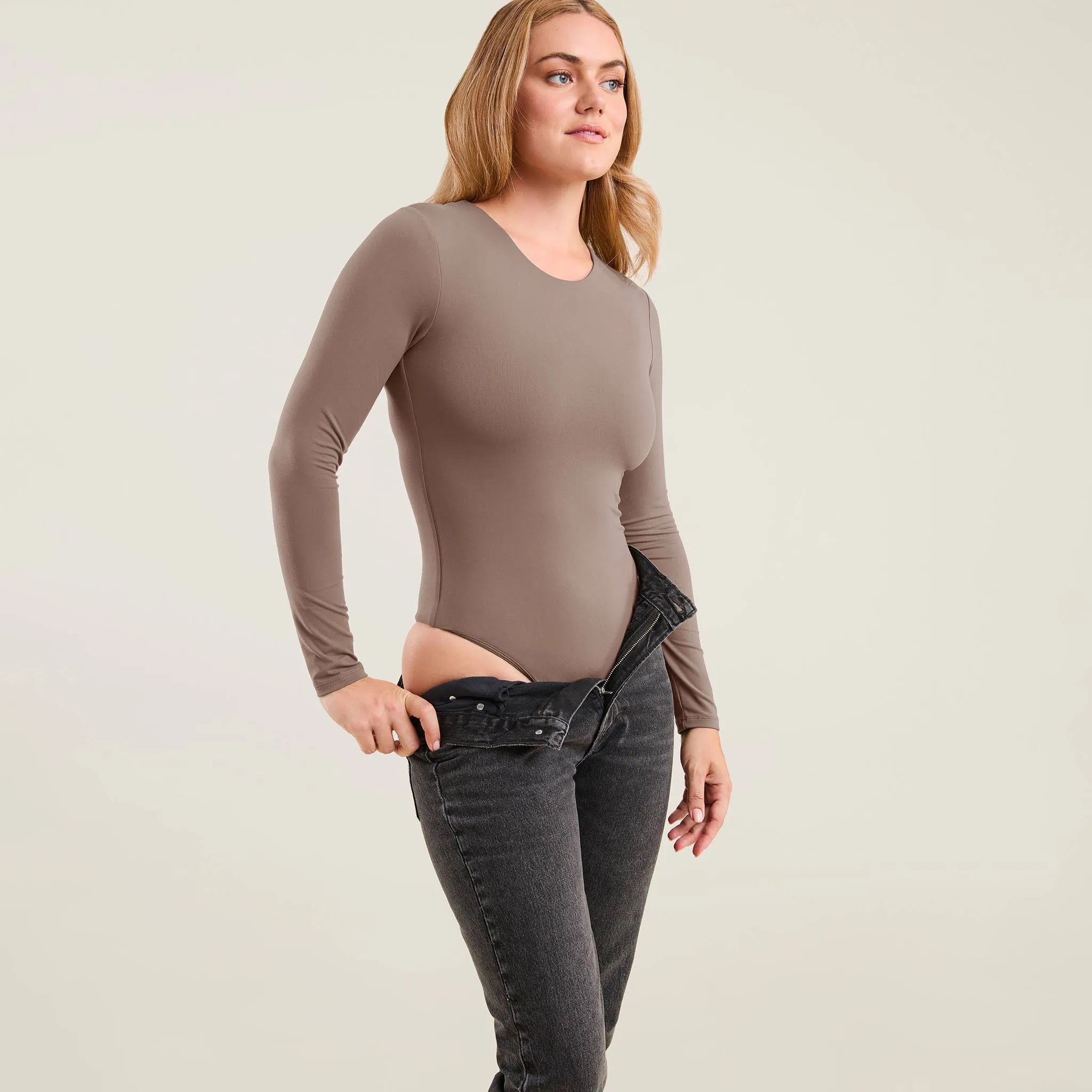 Long Sleeve Crewneck Bodysuit | Mocha sold by nuuds product image thumbnail 5