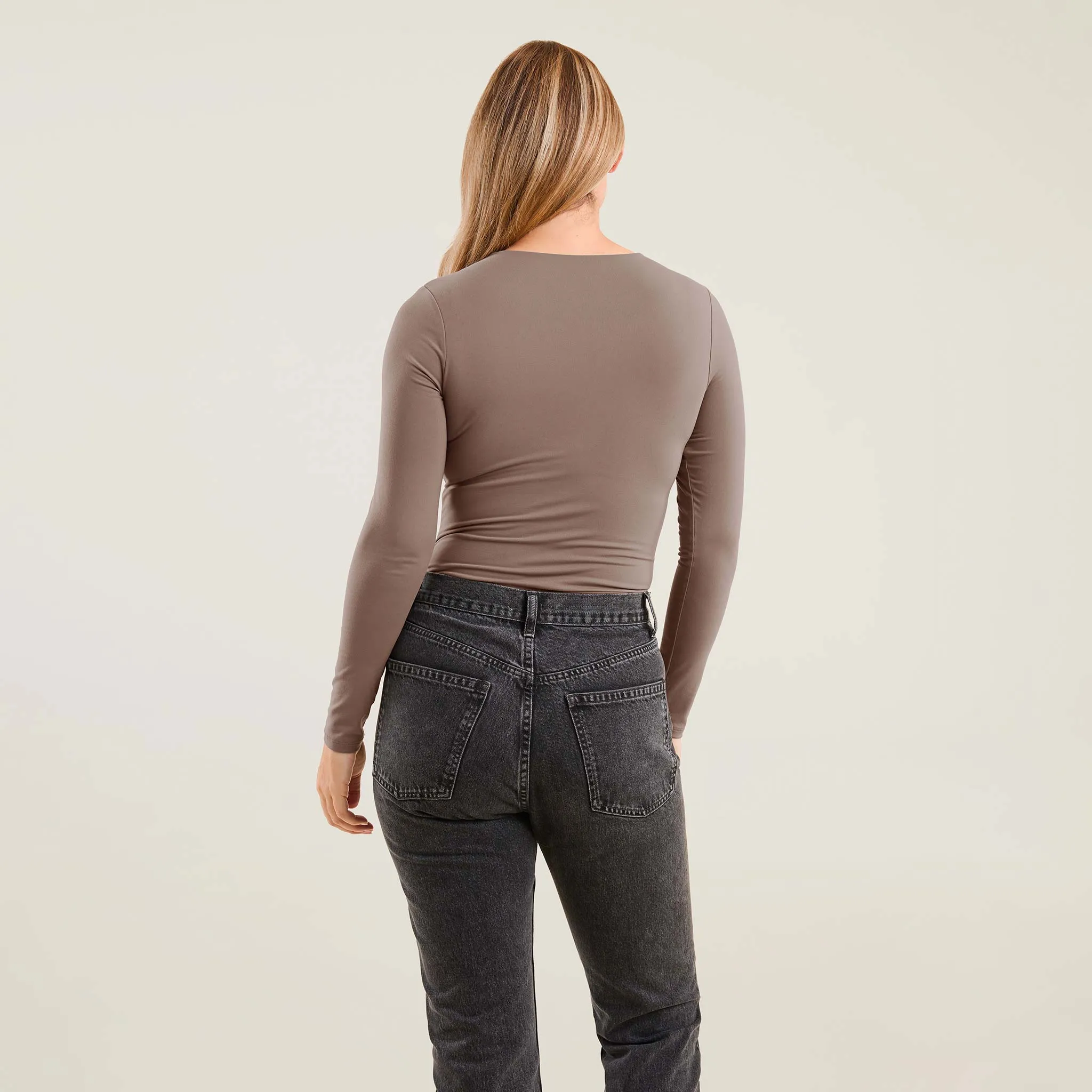 Long Sleeve Crewneck Bodysuit | Mocha sold by nuuds product image thumbnail 4
