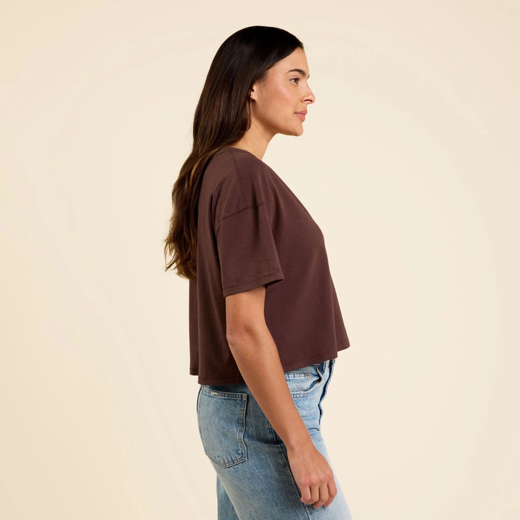 Boxy V-Neck Tee | Coffee sold by nuuds product image thumbnail 3
