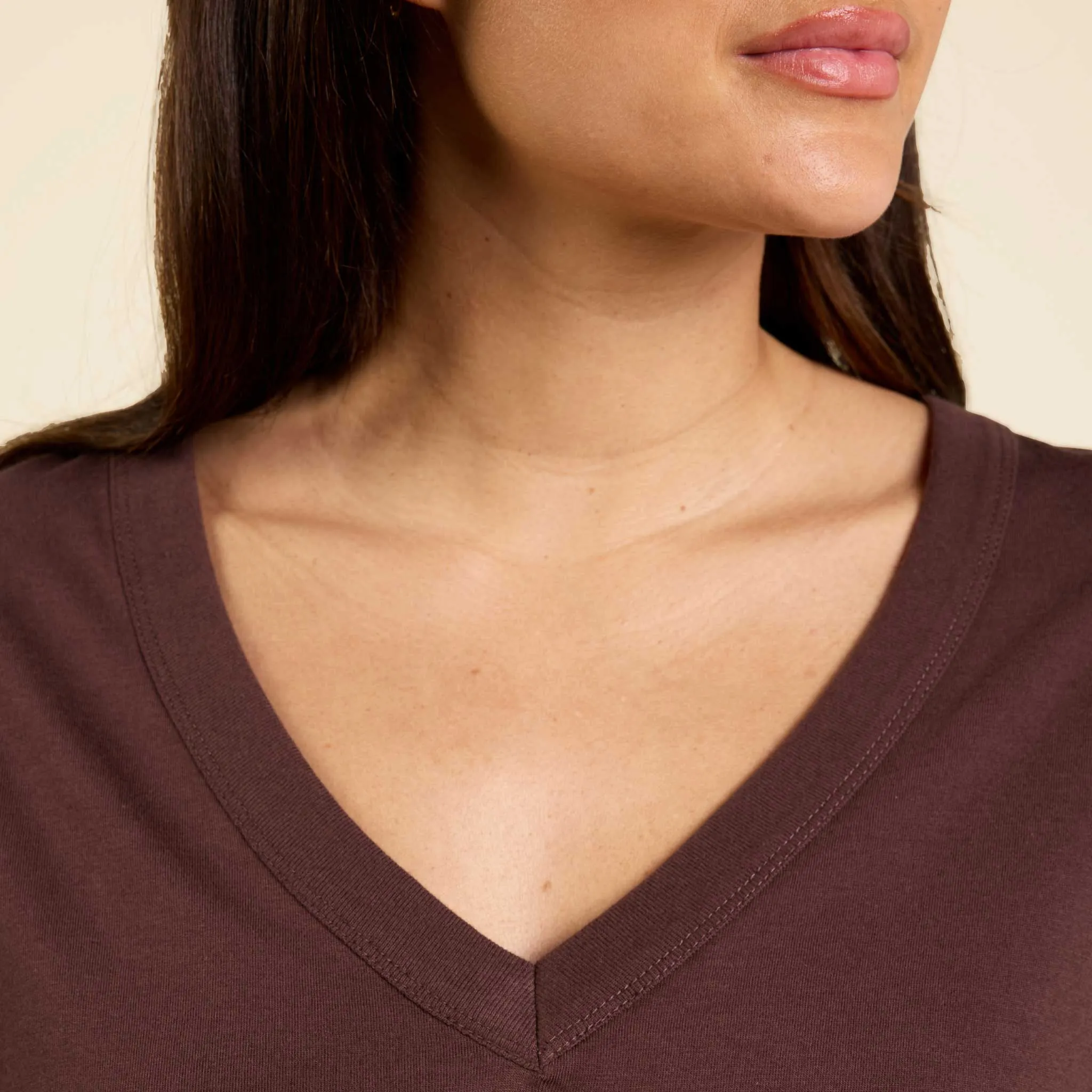 Boxy V-Neck Tee | Coffee sold by nuuds product image thumbnail 5