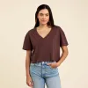 Boxy V-Neck Tee | Coffee sold by nuuds