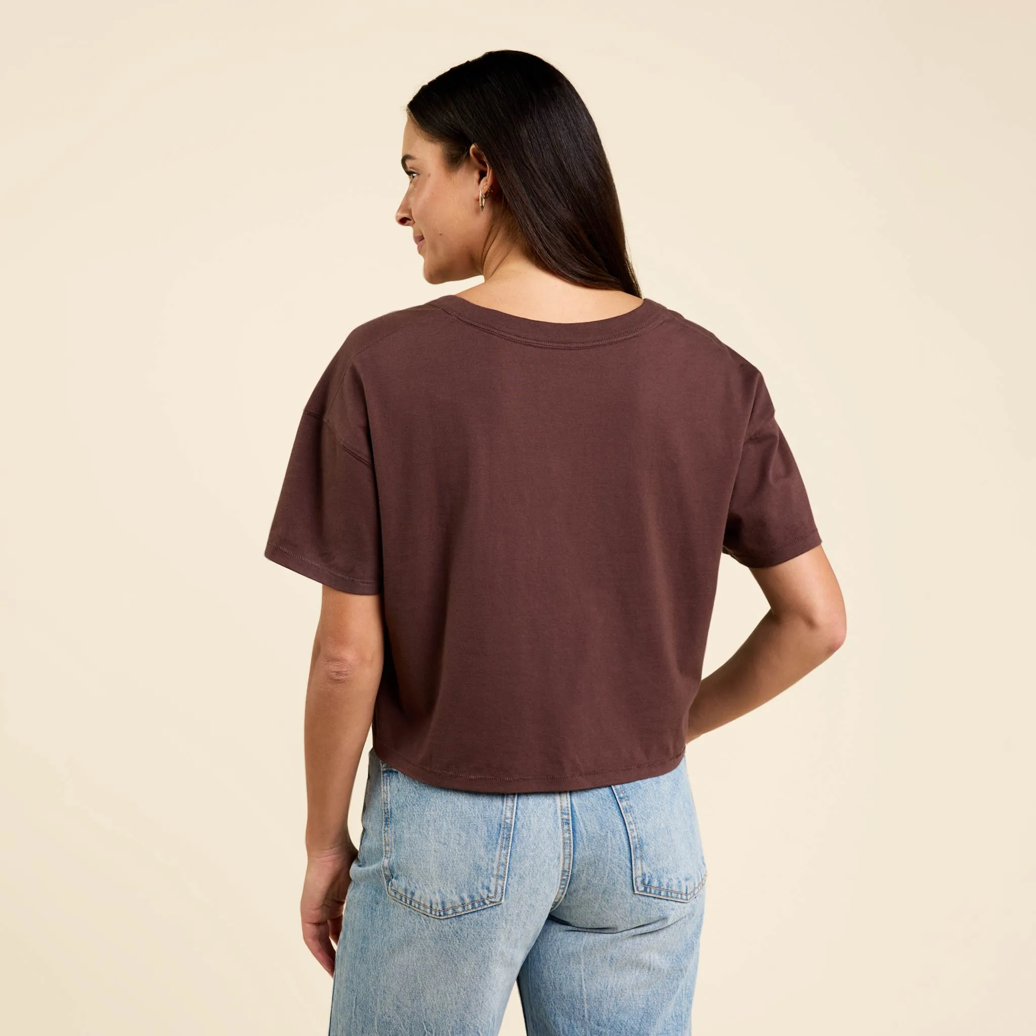 Boxy V-Neck Tee | Coffee sold by nuuds product image thumbnail 4