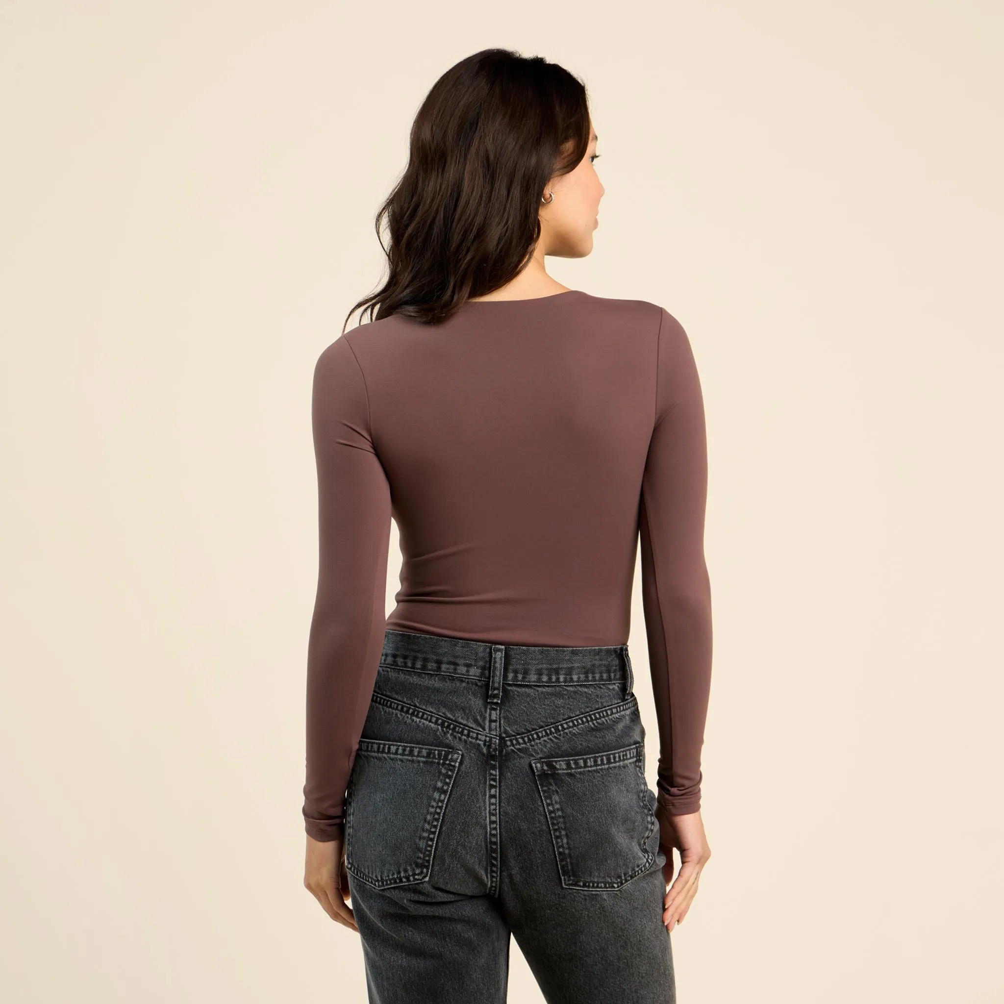 Long Sleeve Crewneck Bodysuit | Coffee sold by nuuds product image thumbnail 4
