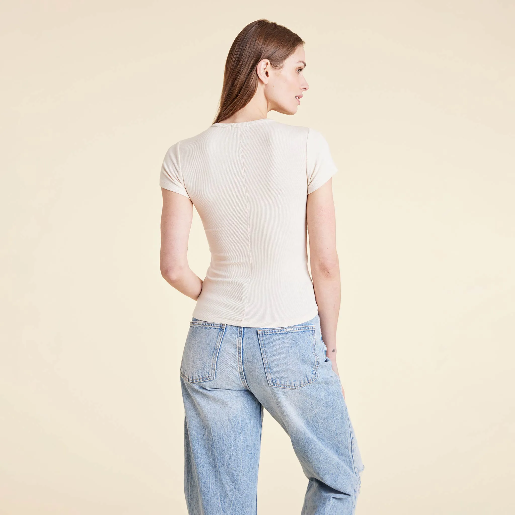 Slinky Rib Tee | Bone sold by nuuds product image thumbnail 4