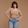 Long Sleeve Square Neck Bodysuit | Cinnamon sold by nuuds