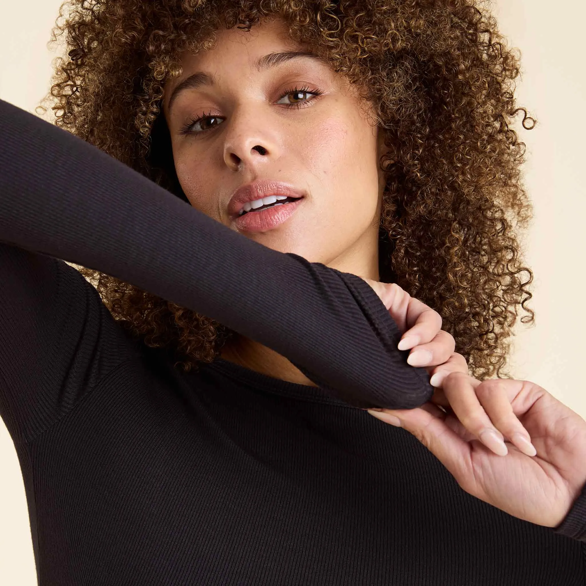 Slinky Rib Long Sleeve Open Back Shirt sold by nuuds product image thumbnail 4