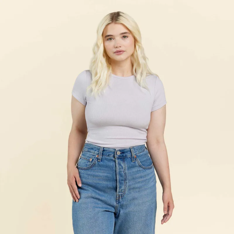 Slinky Rib Tee | Lilac sold by nuuds