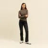 Cotton Stretch Long Sleeve Mock Neck Shirt | Mocha sold by nuuds