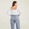 Long Sleeve Wide Square Neck Bodysuit | White sold by nuuds