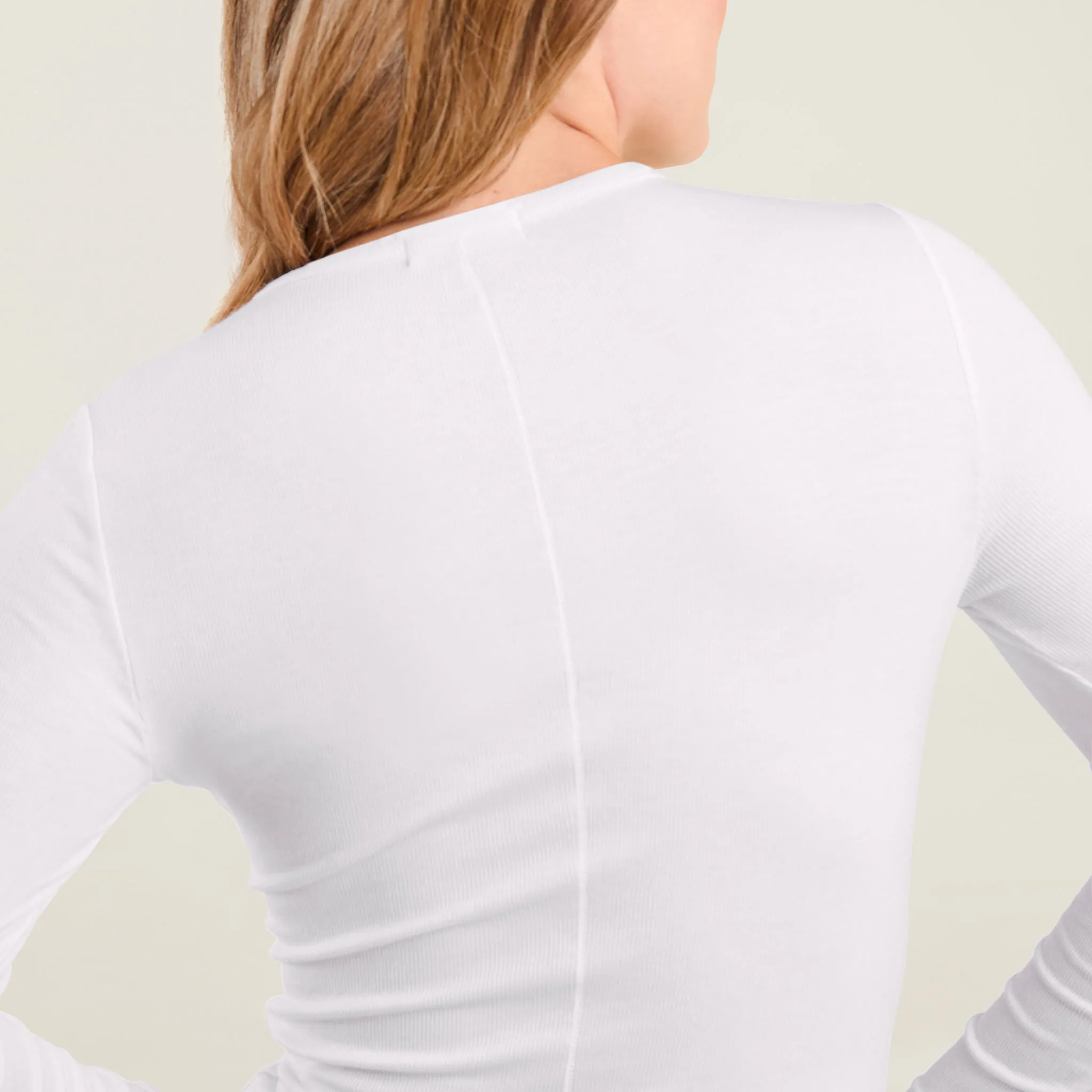 Slinky Rib Long Sleeve Shirt | White sold by nuuds product image thumbnail 5