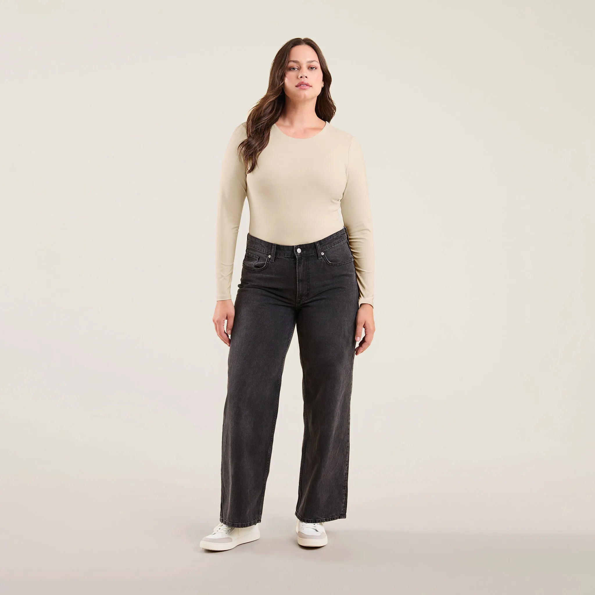 Long Sleeve Crewneck Bodysuit | Bone sold by nuuds product image thumbnail 2