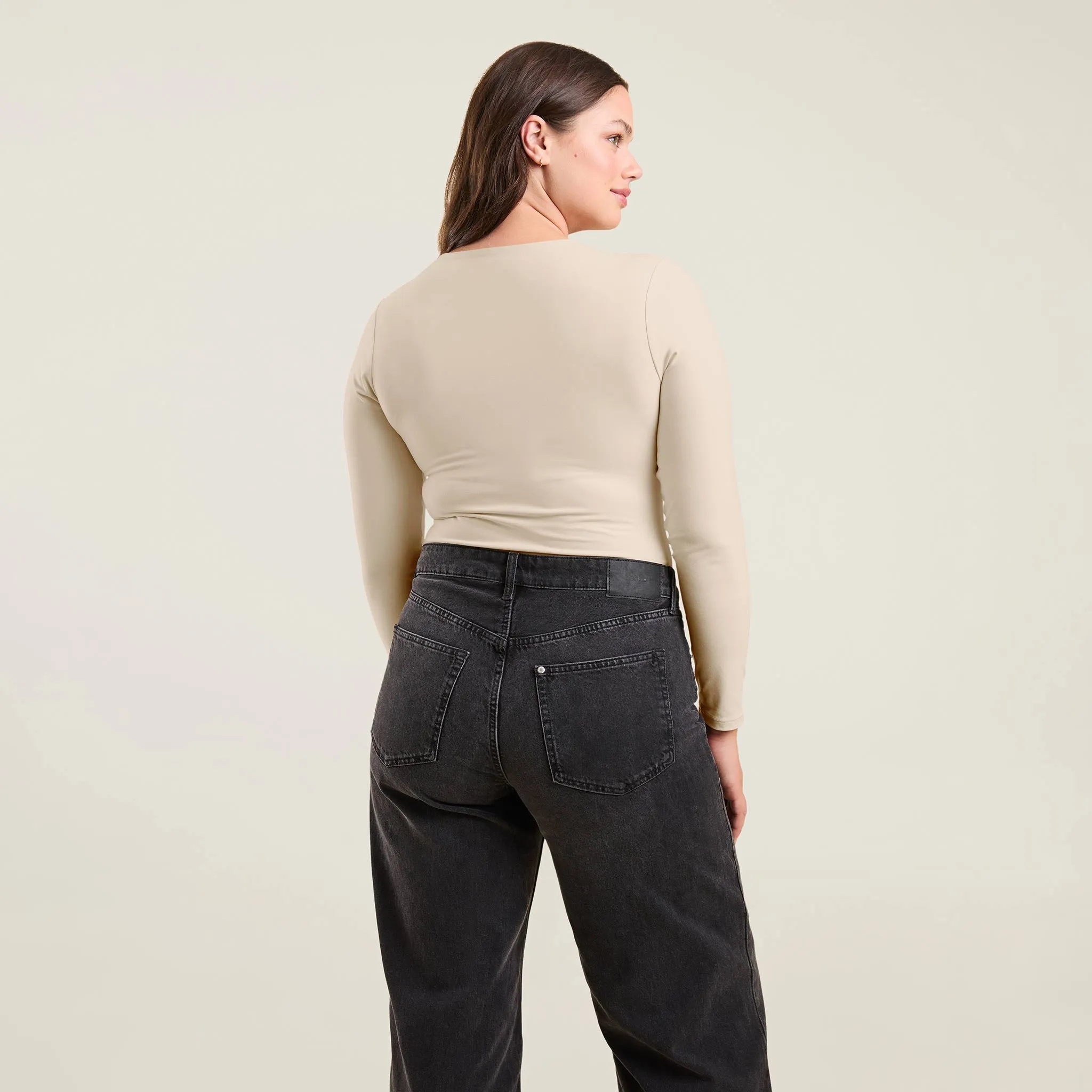 Long Sleeve Crewneck Bodysuit | Bone sold by nuuds product image thumbnail 4