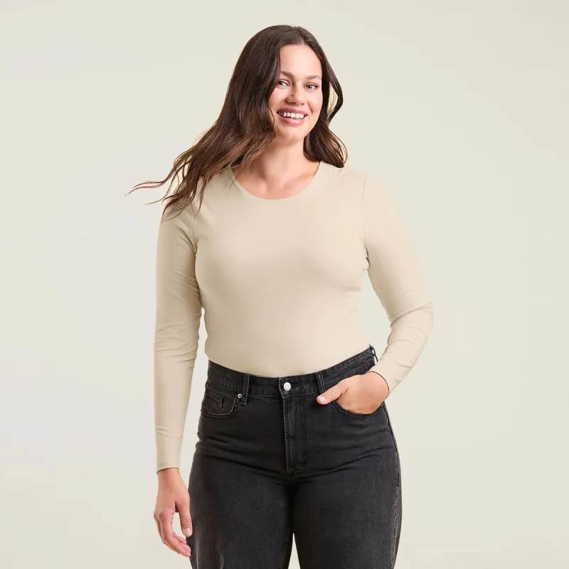 Long Sleeve Crewneck Bodysuit | Bone sold by nuuds