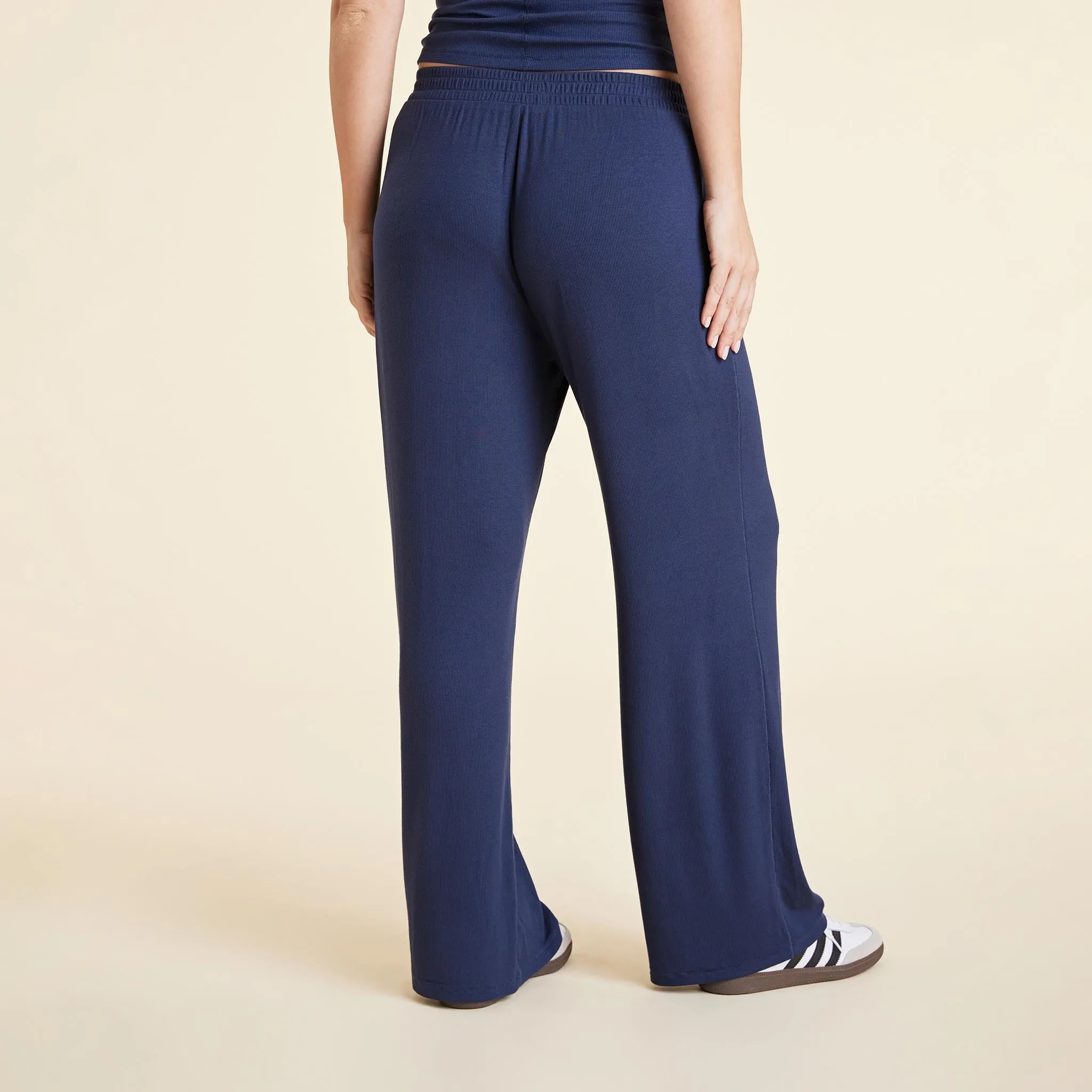 Slinky Rib Wide Leg Pant | Navy sold by nuuds product image thumbnail 4