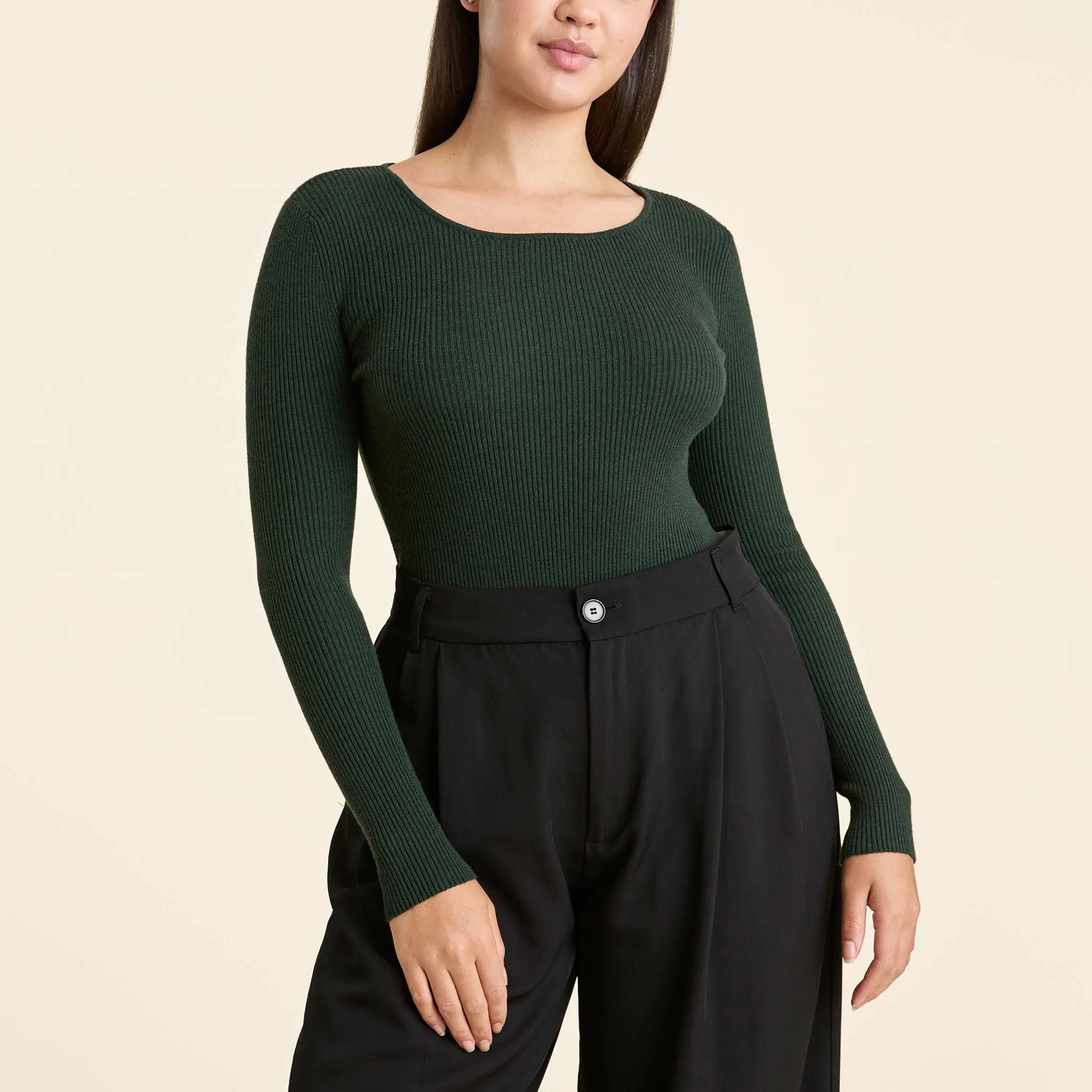 Crewneck Sweater Bodysuit | Evergreen sold by nuuds