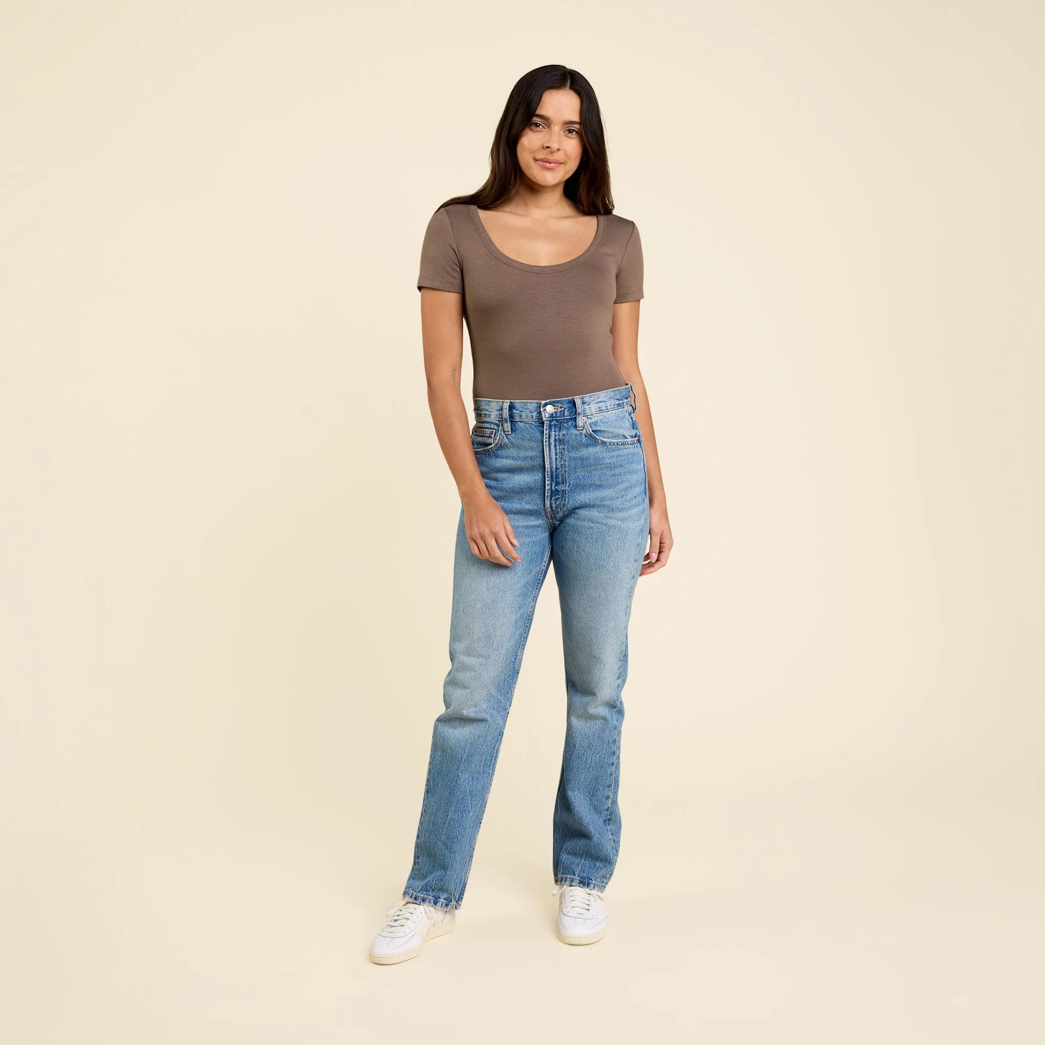 Slinky Rib Short Sleeve Bodysuit | Mocha sold by nuuds product image thumbnail 2