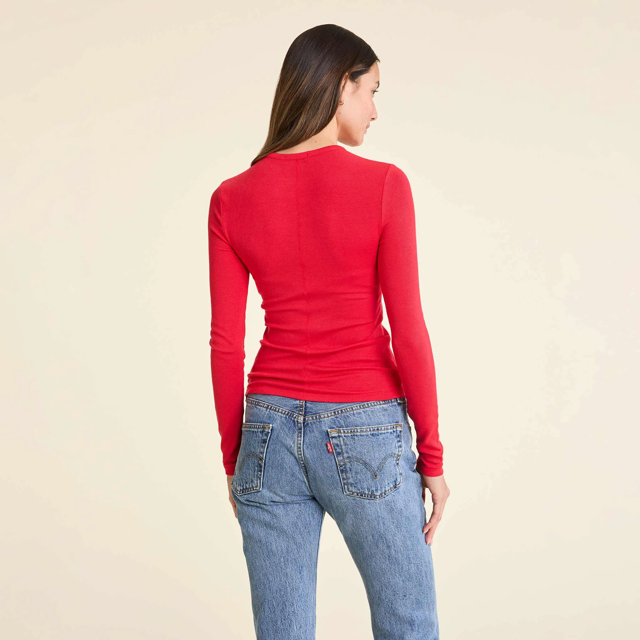 Slinky Rib Long Sleeve Shirt | Cherry sold by nuuds product image thumbnail 4