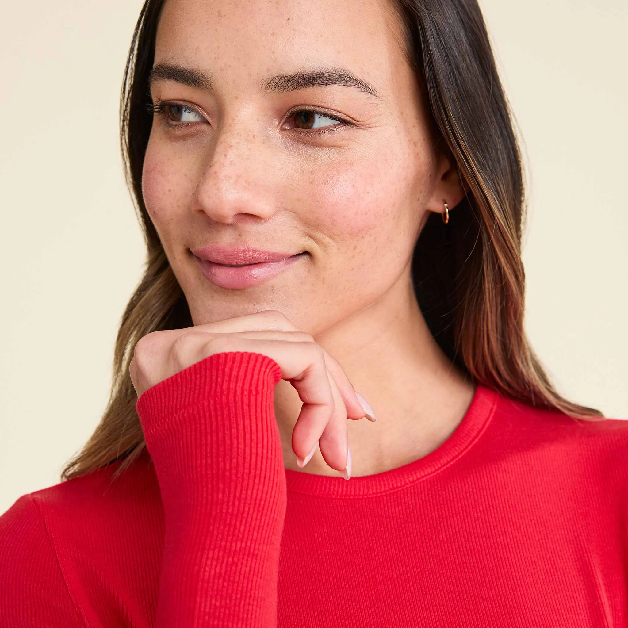 Slinky Rib Long Sleeve Shirt | Cherry sold by nuuds product image thumbnail 5