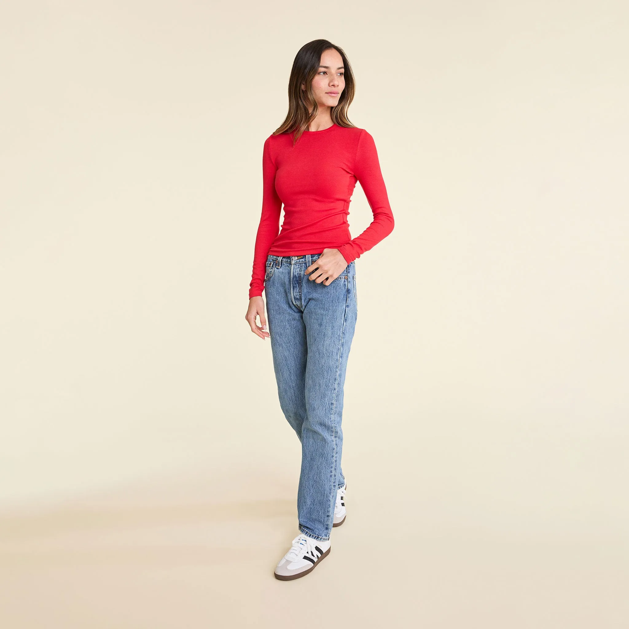 Slinky Rib Long Sleeve Shirt | Cherry sold by nuuds product image thumbnail 2