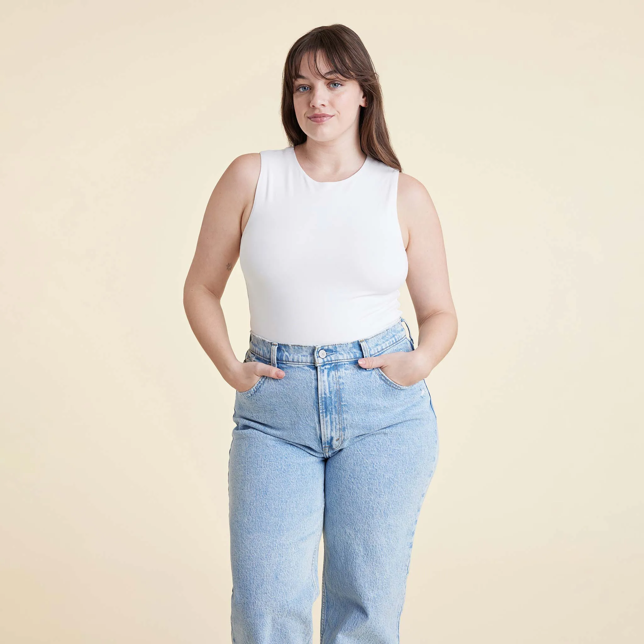 Cotton Stretch Classic Crewneck Tank Bodysuit sold by nuuds