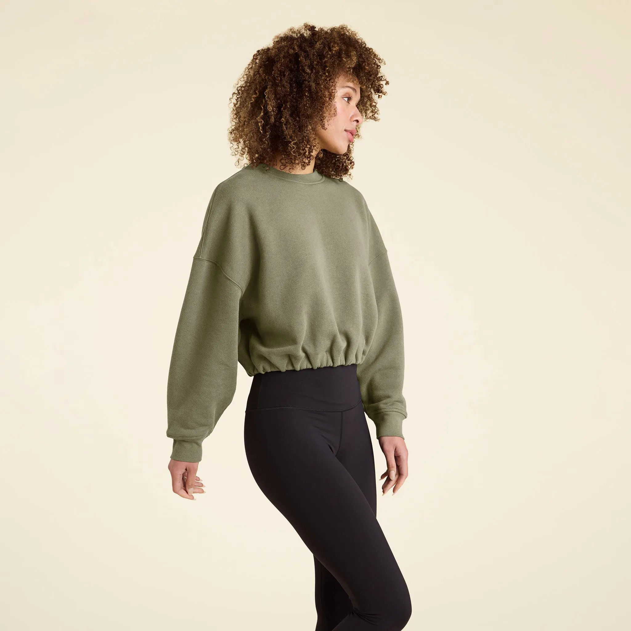 Vintage Fleece Cinch Waist Sweatshirt | Olive sold by nuuds product image thumbnail 3